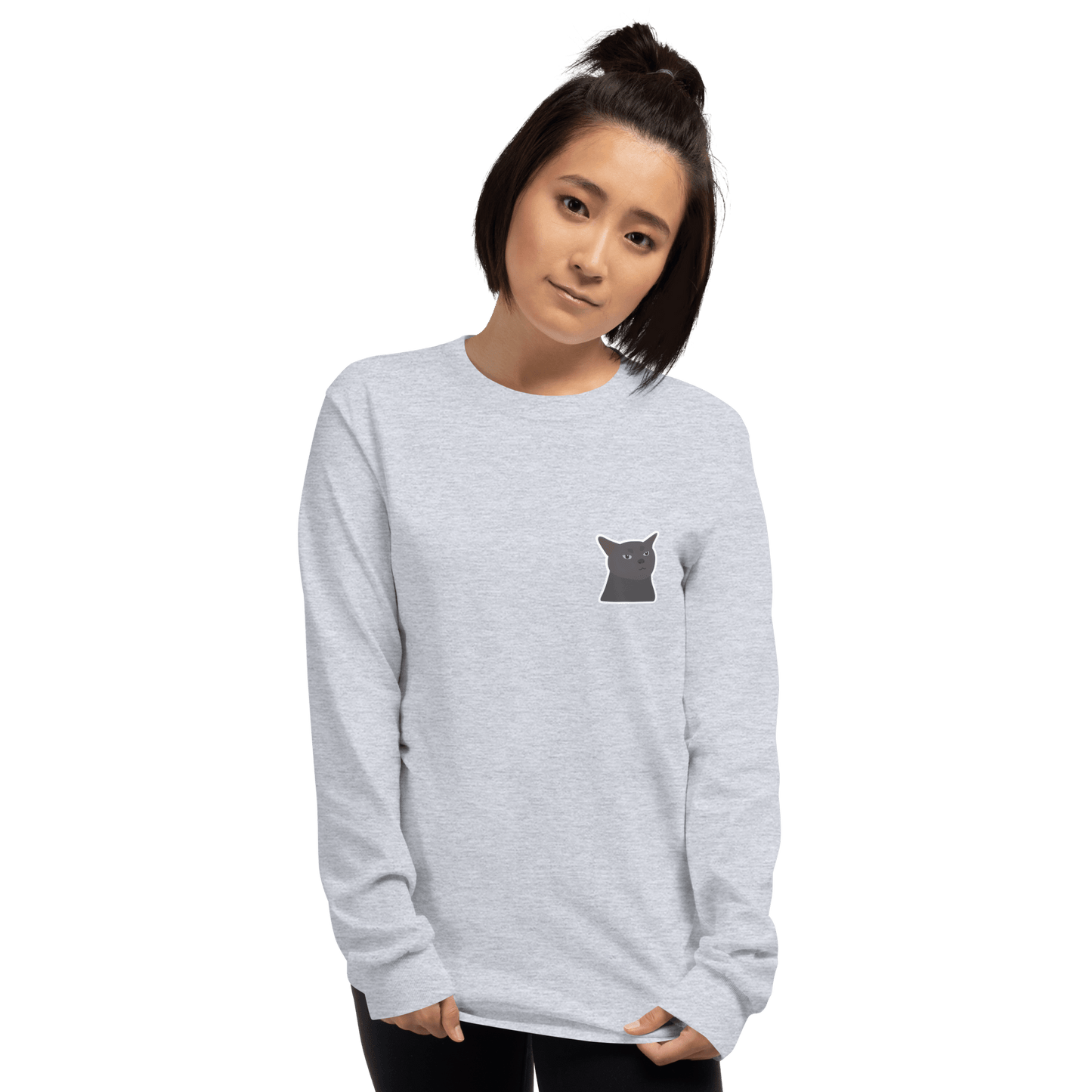 Cat Long Sleeve T-Shirt Meme - Sport Grey | Shirtposting