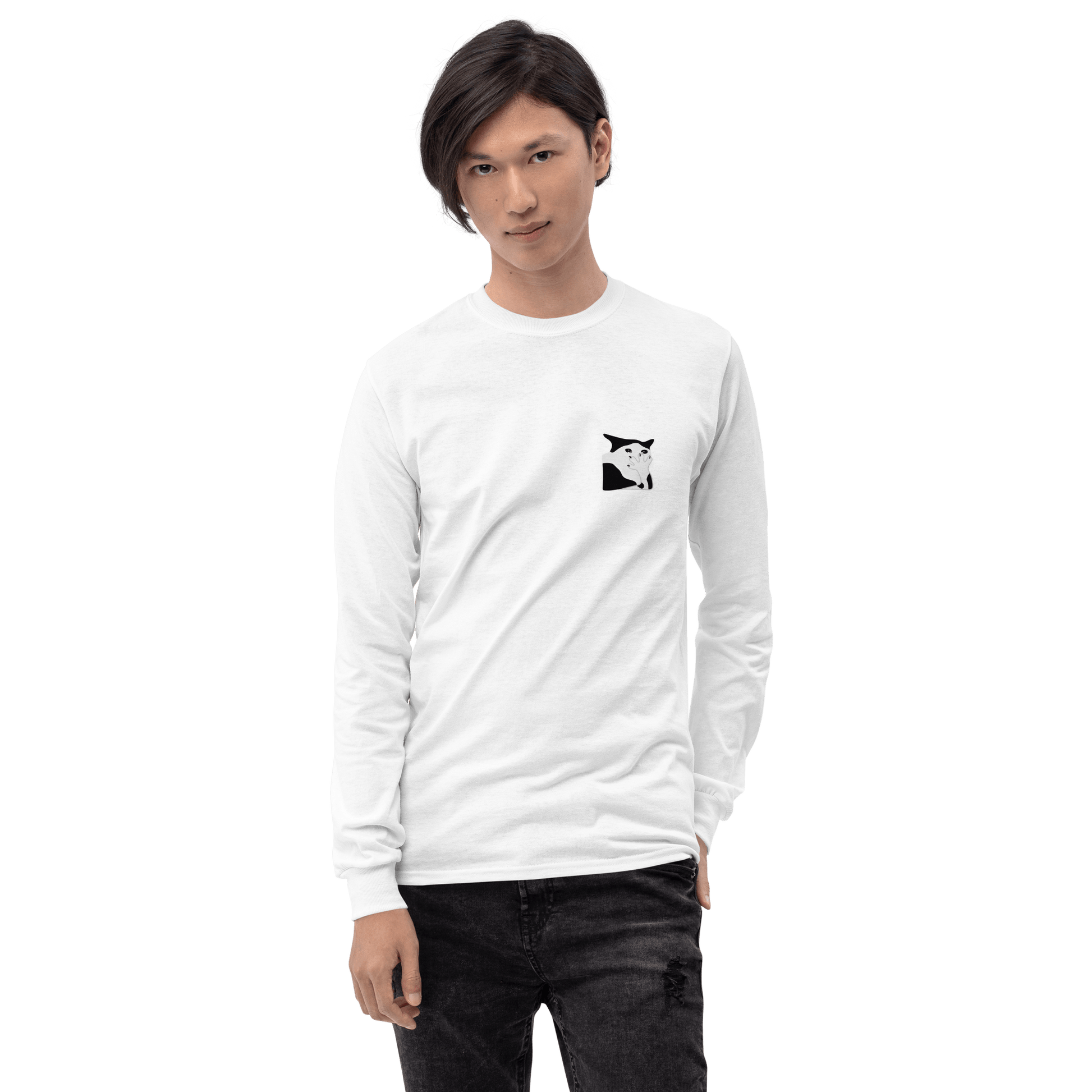 Cat Long Sleeve T-Shirt Meme - Sport Grey | Shirtposting
