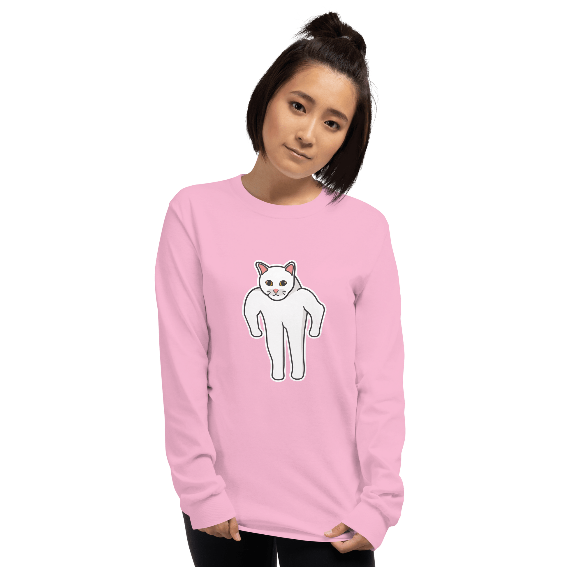 Cat Long Sleeve T-Shirt Meme - Sport Grey | Shirtposting