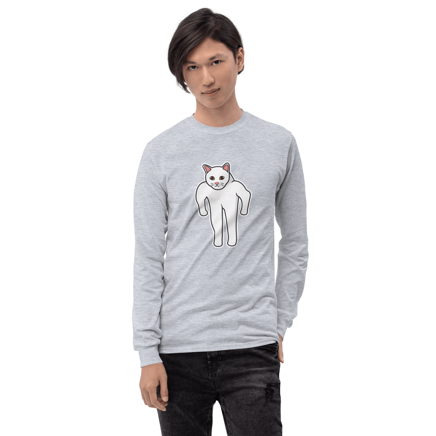 Cat Long Sleeve T-Shirt Meme - Sport Grey | Shirtposting