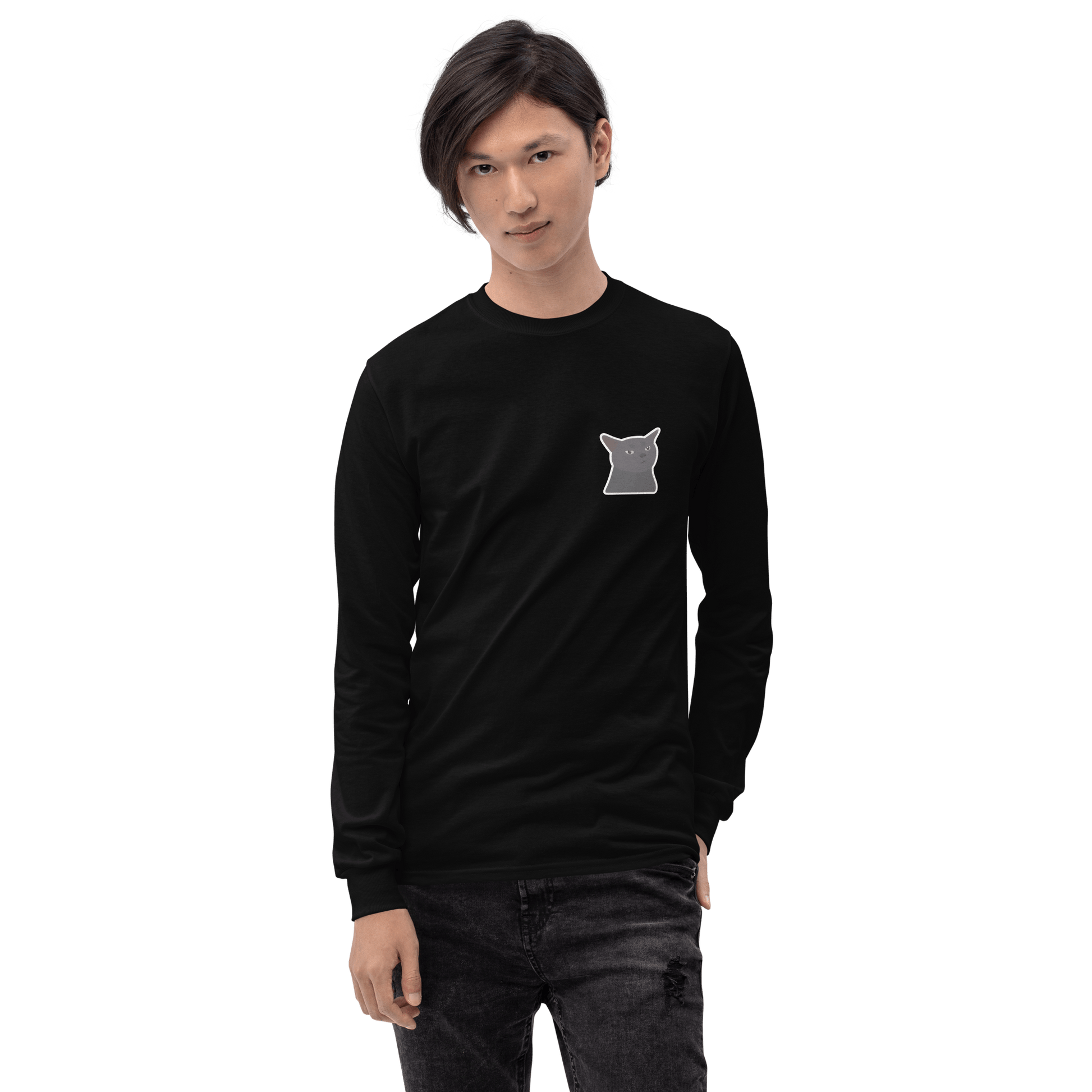 Cat Long Sleeve T-Shirt Meme - Sport Grey | Shirtposting