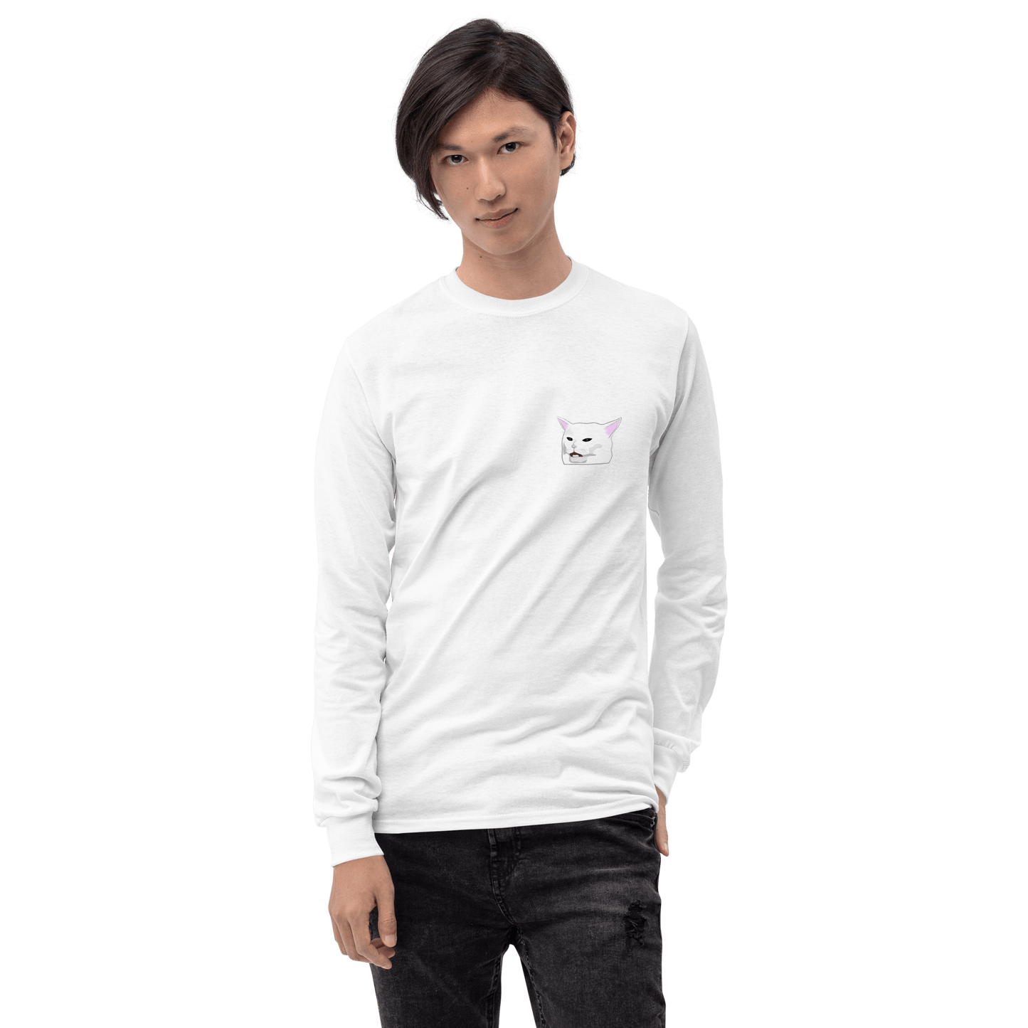 Cat Long Sleeve T-Shirt Meme - Sport Grey | Shirtposting