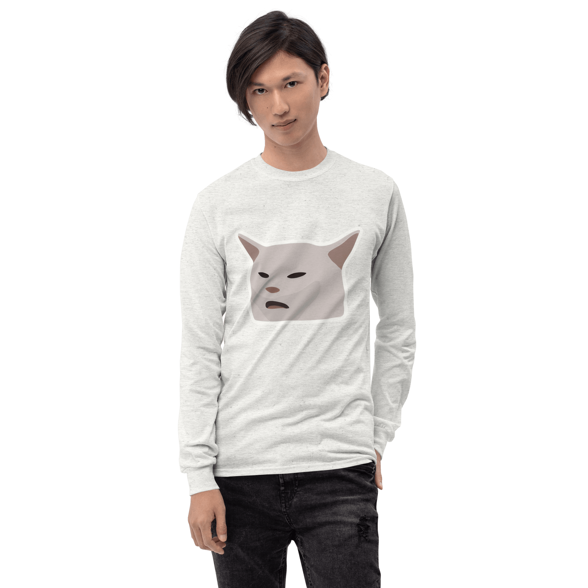 Cat Long Sleeve T-Shirt Meme - Sport Grey | Shirtposting