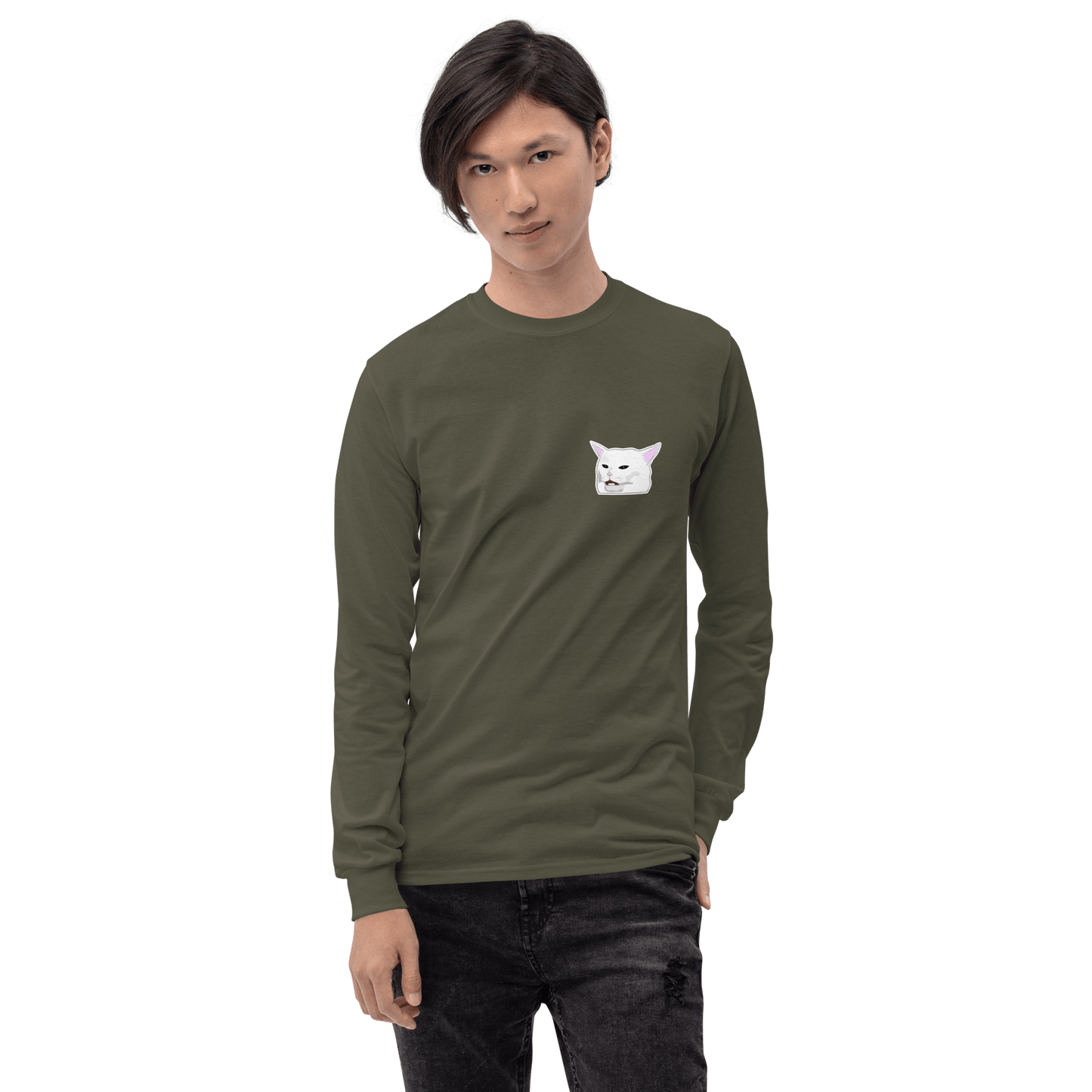 Cat Long Sleeve T-Shirt Meme - Sport Grey | Shirtposting
