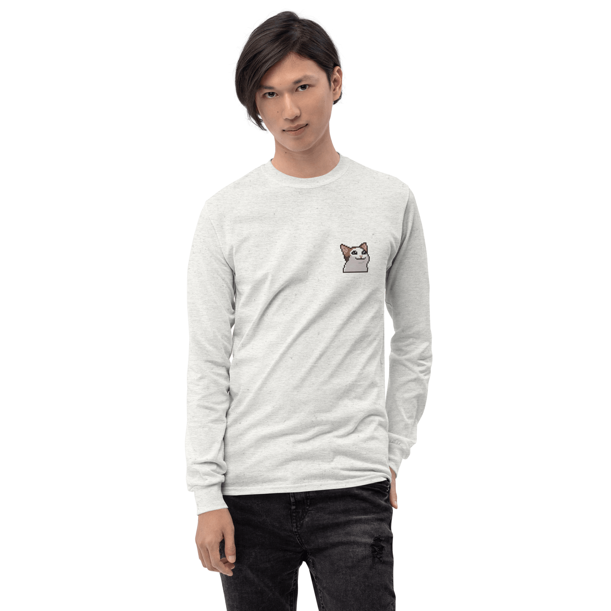Cat Long Sleeve T-Shirt Meme - Sport Grey | Shirtposting