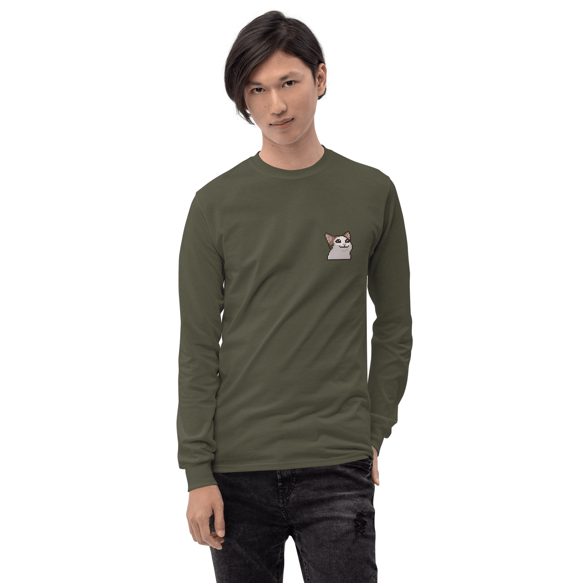 Cat Long Sleeve T-Shirt Meme - Sport Grey | Shirtposting