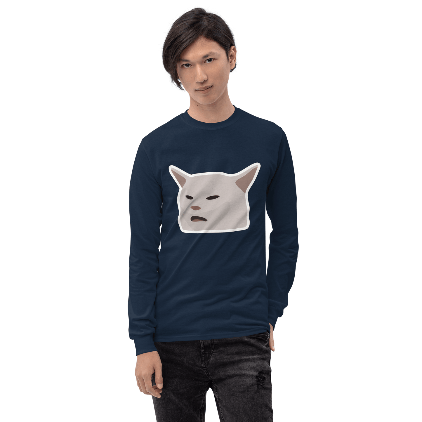Cat Long Sleeve T-Shirt Meme - Sport Grey | Shirtposting