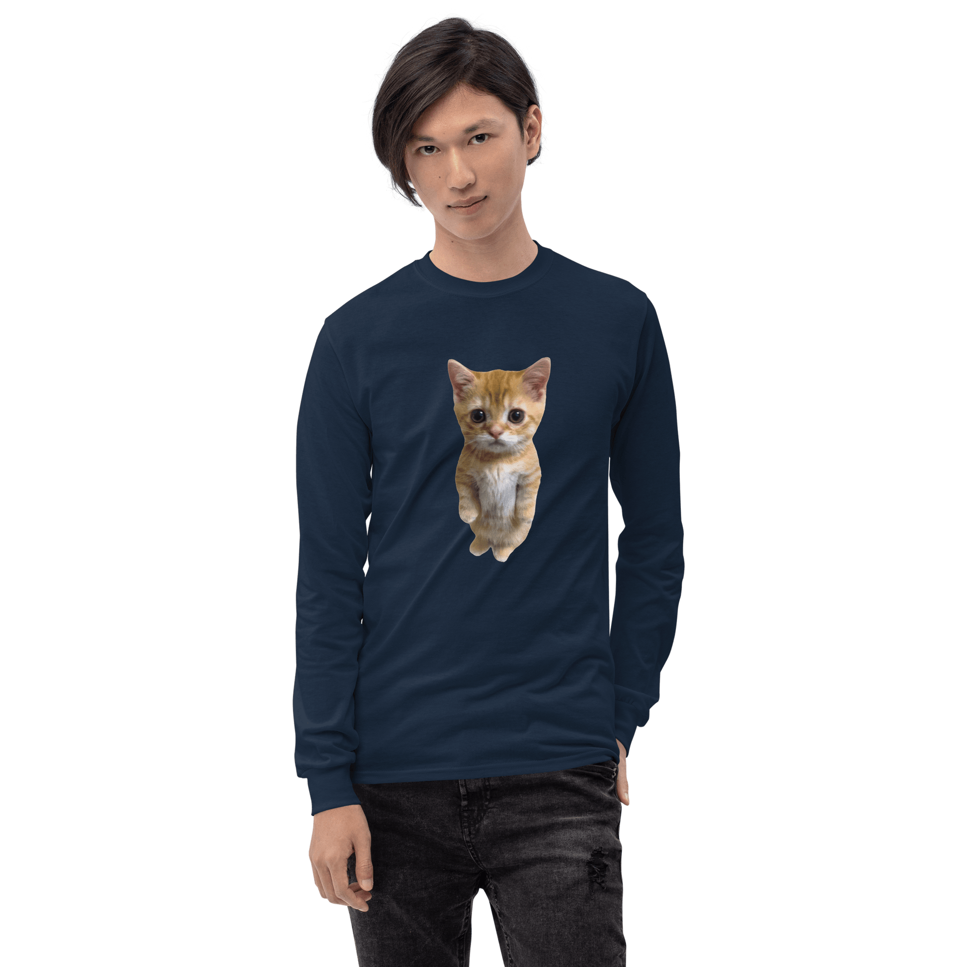 Cat Long Sleeve T-Shirt Meme - Sport Grey | Shirtposting
