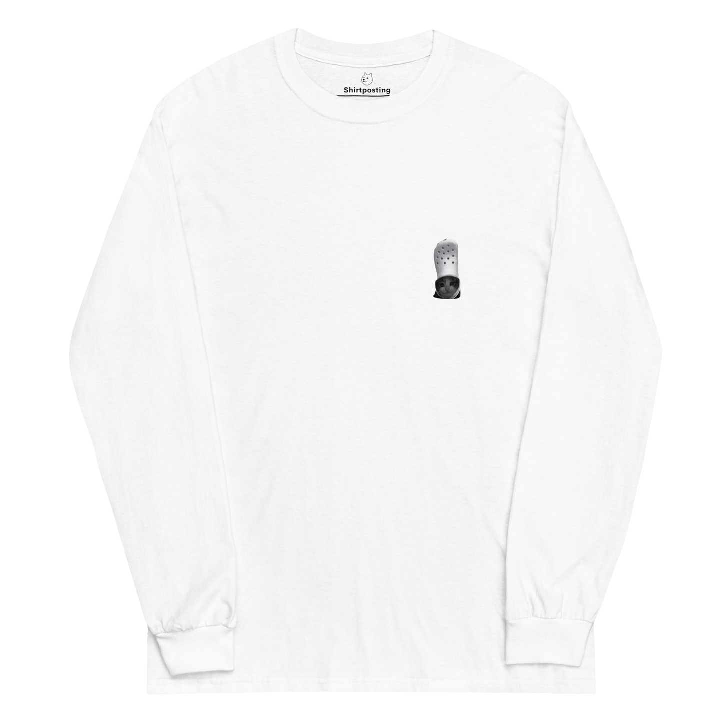 Cat Long Sleeve T-Shirt Meme - White | Shirtposting