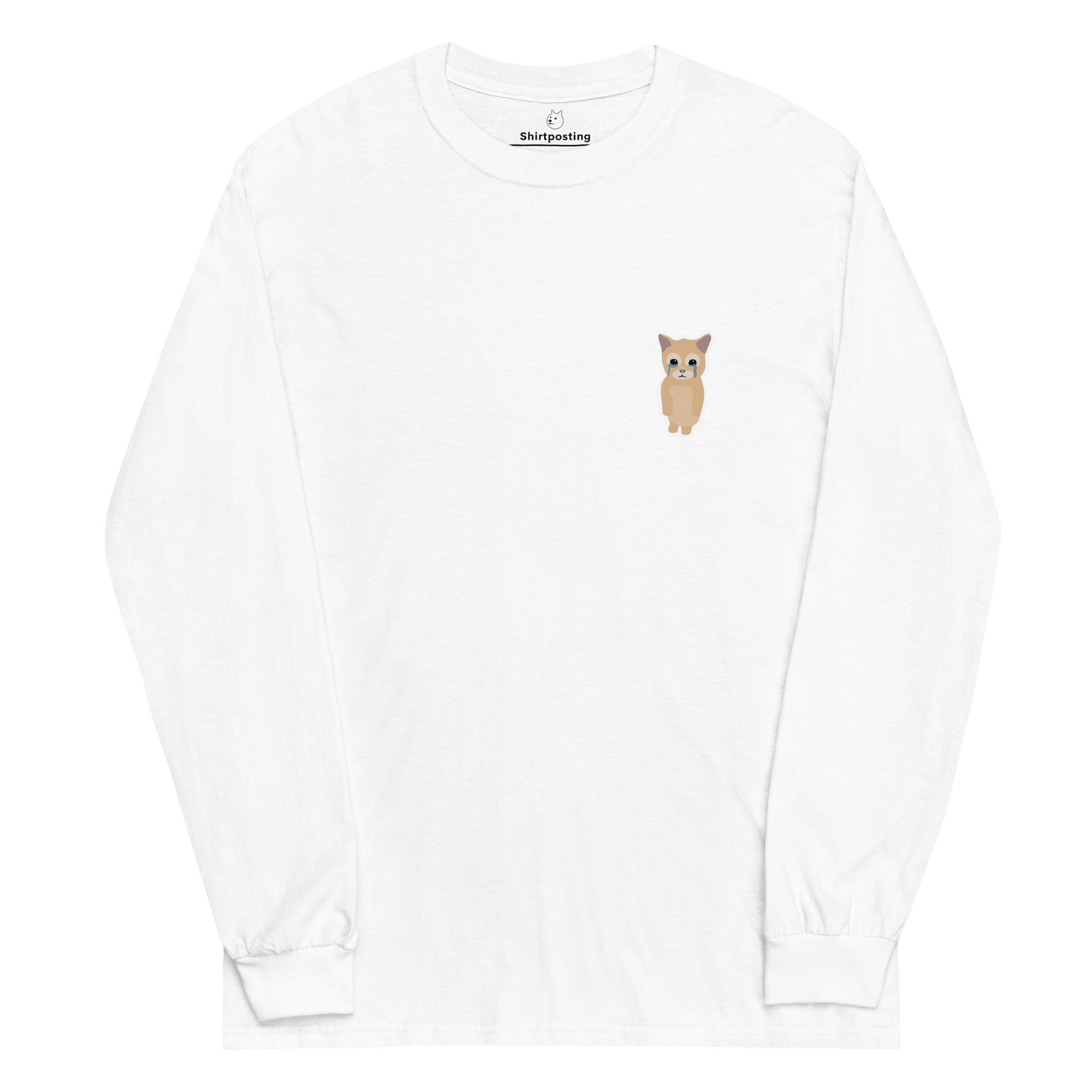 Cat Long Sleeve T-Shirt Meme - White | Shirtposting
