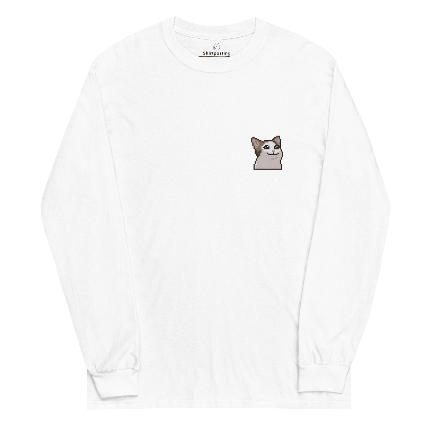 Cat Long Sleeve T-Shirt Meme - White | Shirtposting