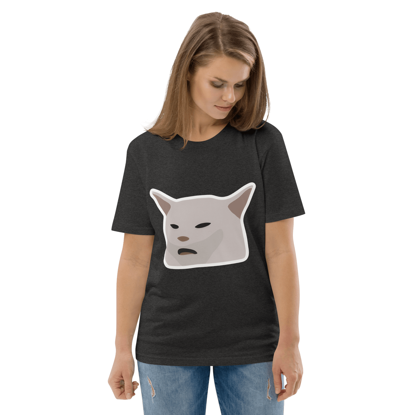 Cat Premium Organic T-Shirt Meme - Dark Heather Grey | Shirtposting