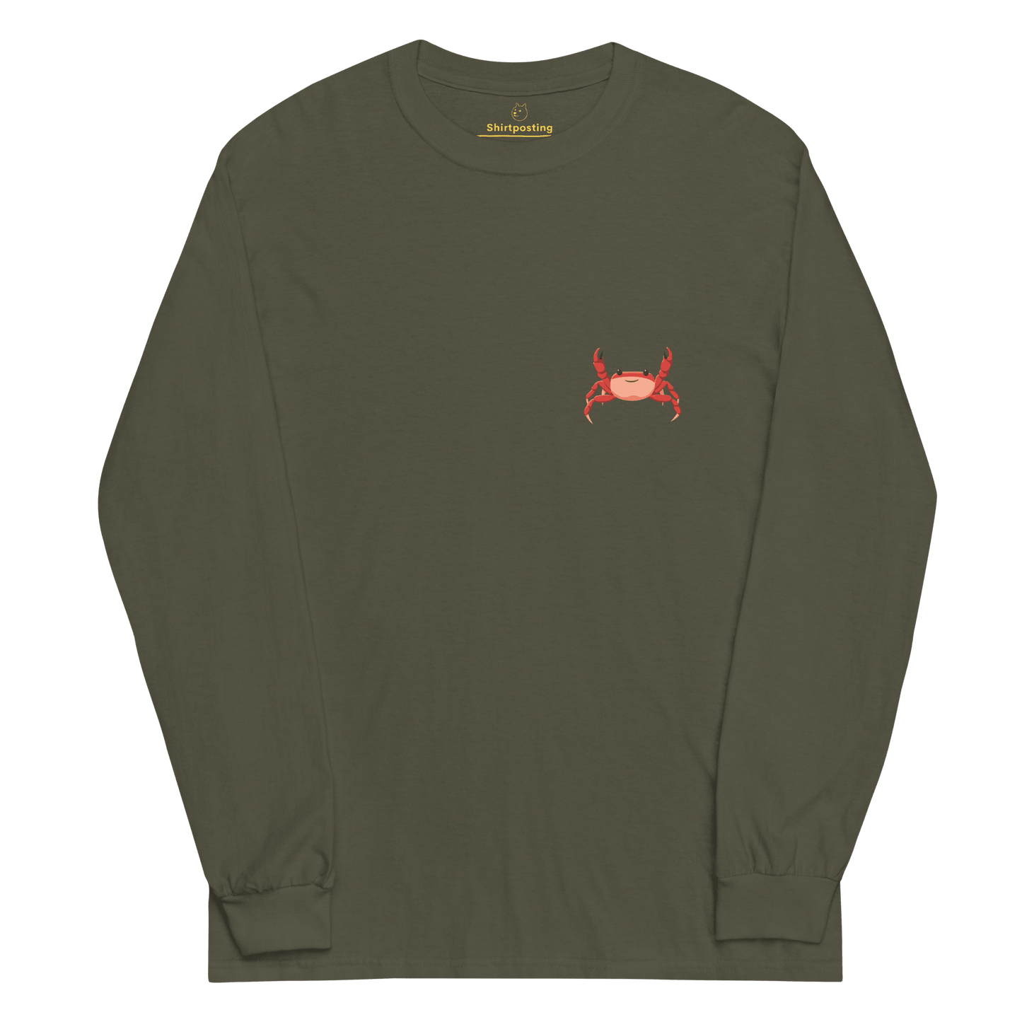 Crab Long Sleeve T-Shirt Meme - Military Green | Shirtposting