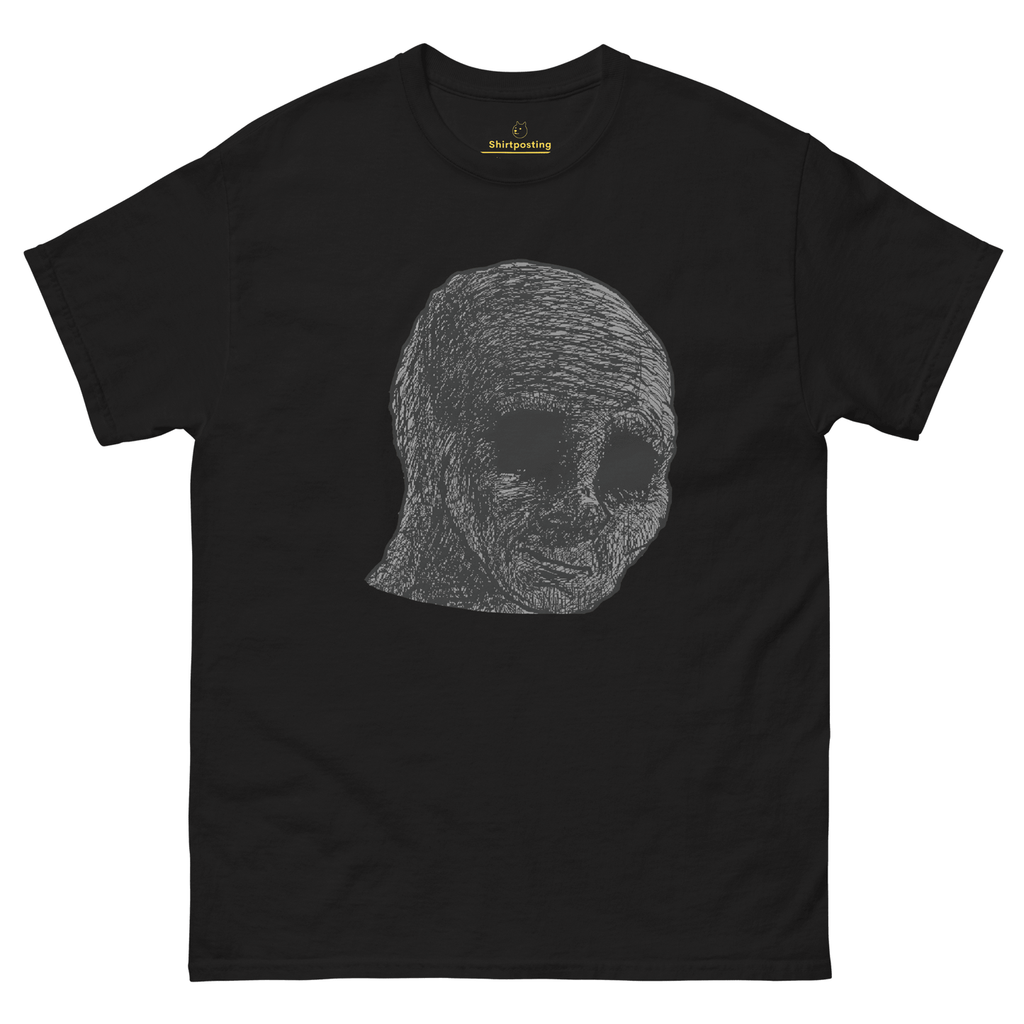 Cursed Wojak Classic T-Shirt Meme - Black | Shirtposting