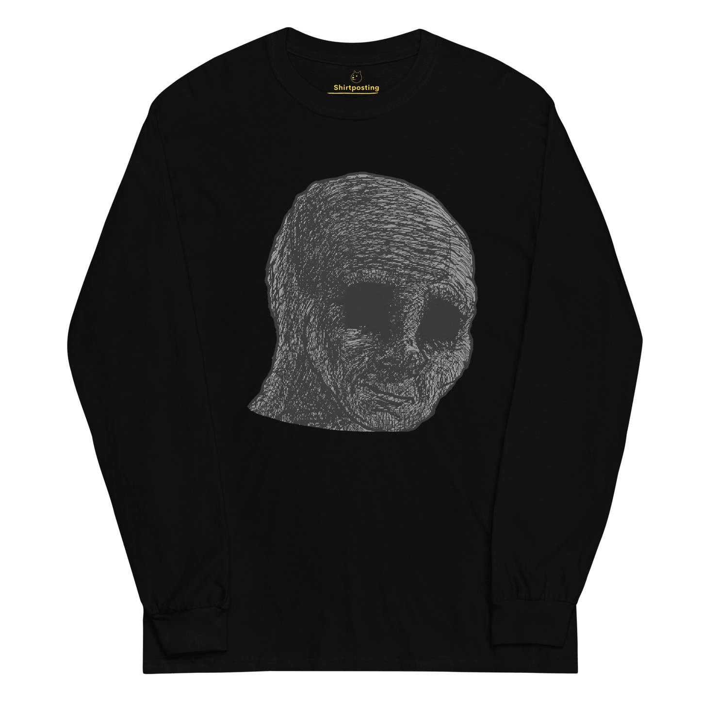 Cursed Wojak Long Sleeve T-Shirt Meme - Black | Shirtposting