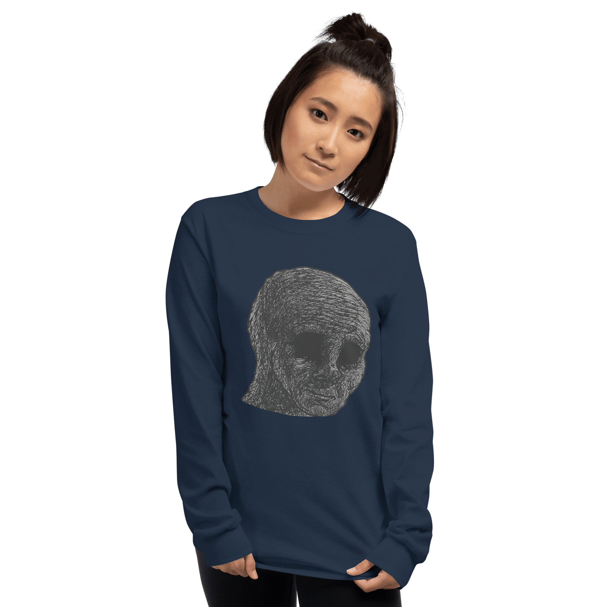 Cursed Wojak Long Sleeve T-Shirt Meme - Sport Grey | Shirtposting