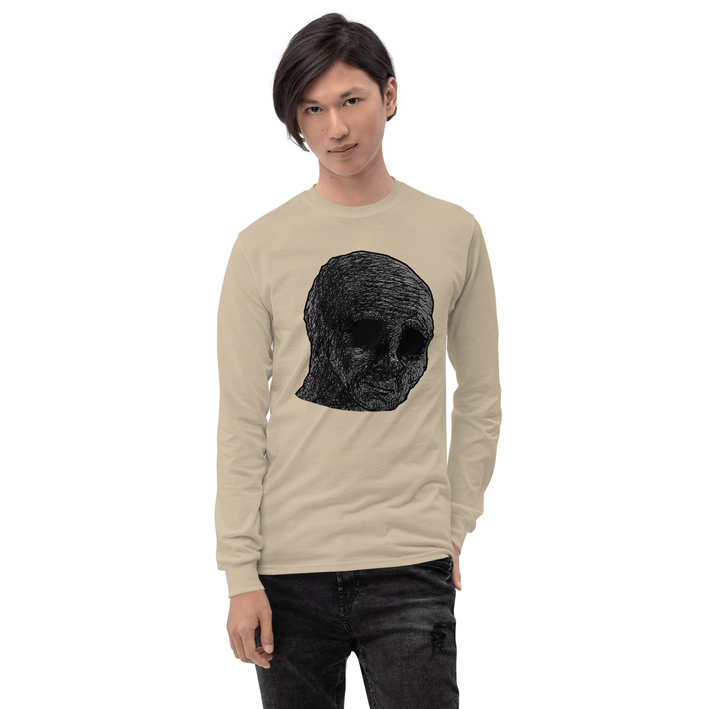 Cursed Wojak Long Sleeve T-Shirt Meme - Sport Grey | Shirtposting