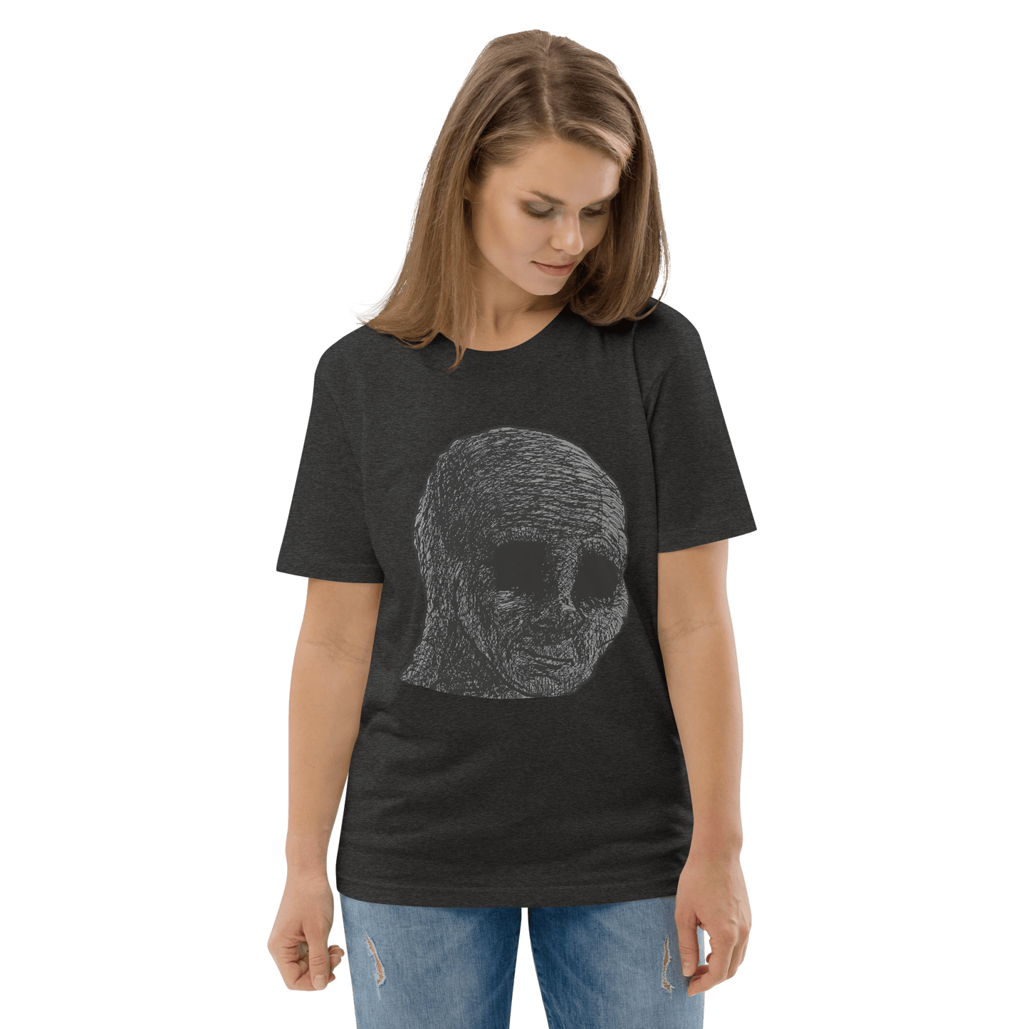 Cursed Wojak Premium Organic T-Shirt Meme - Dark Heather Grey | Shirtposting
