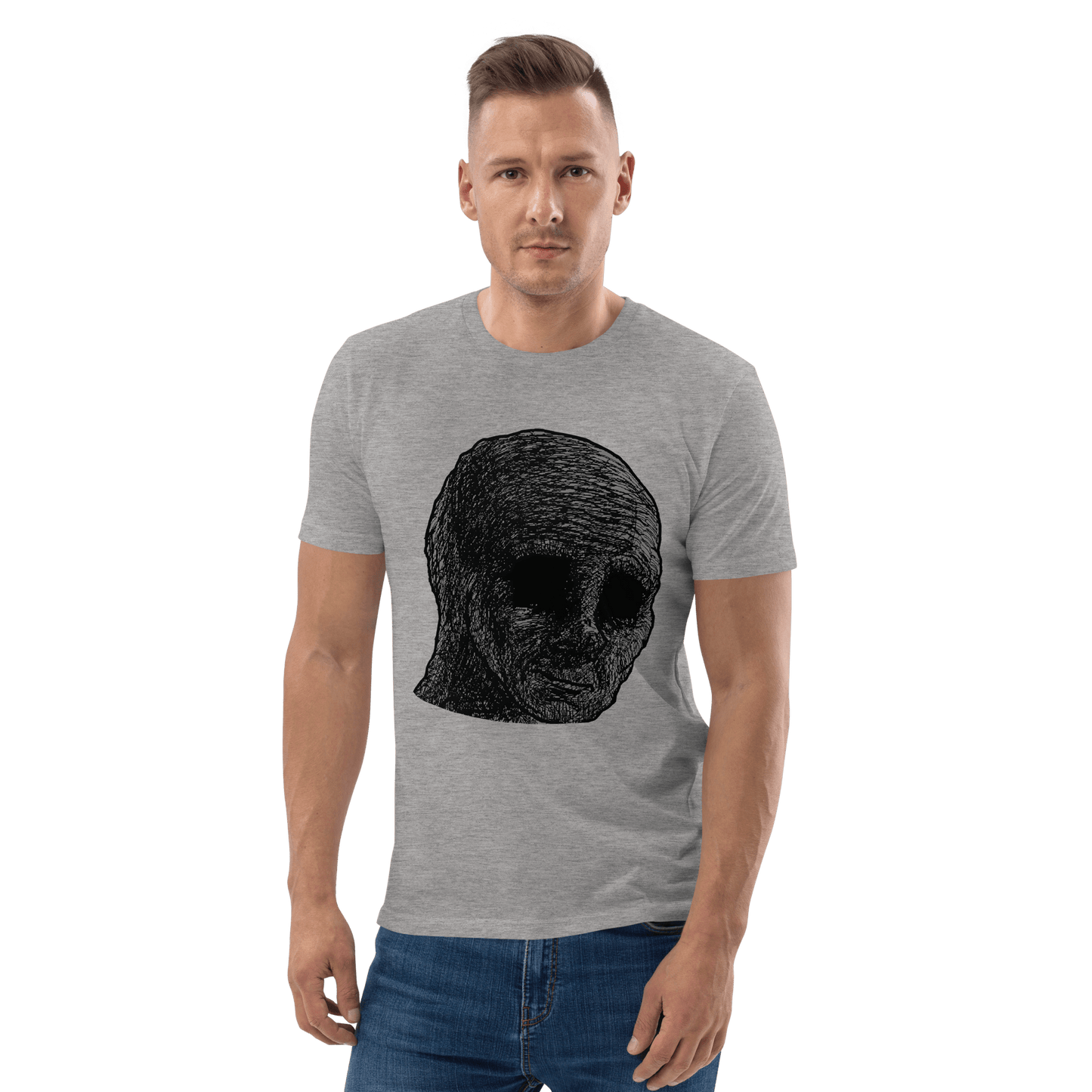 Cursed Wojak Premium Organic T-Shirt Meme - Dark Heather Grey | Shirtposting