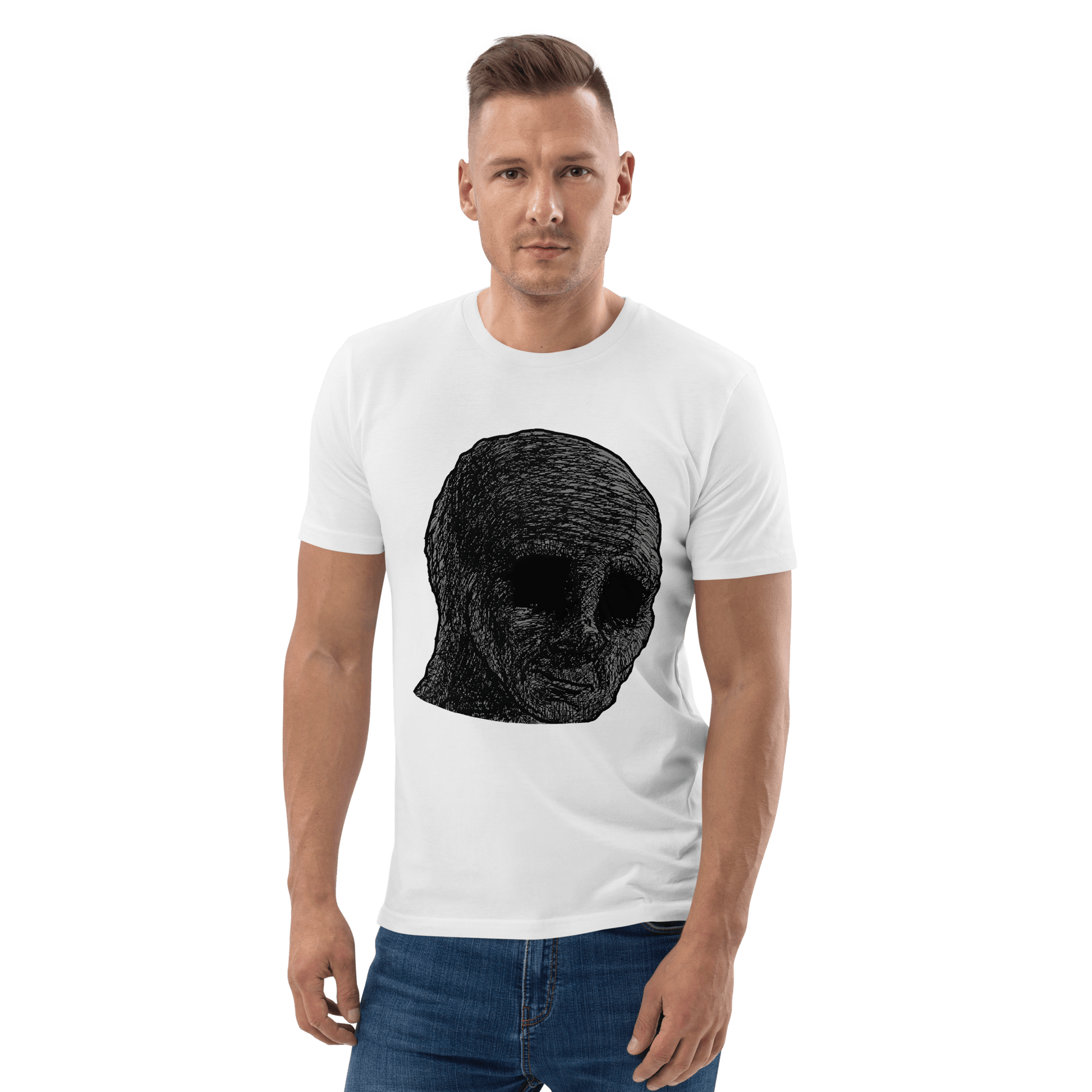 Cursed Wojak Premium Organic T-Shirt Meme - Dark Heather Grey | Shirtposting