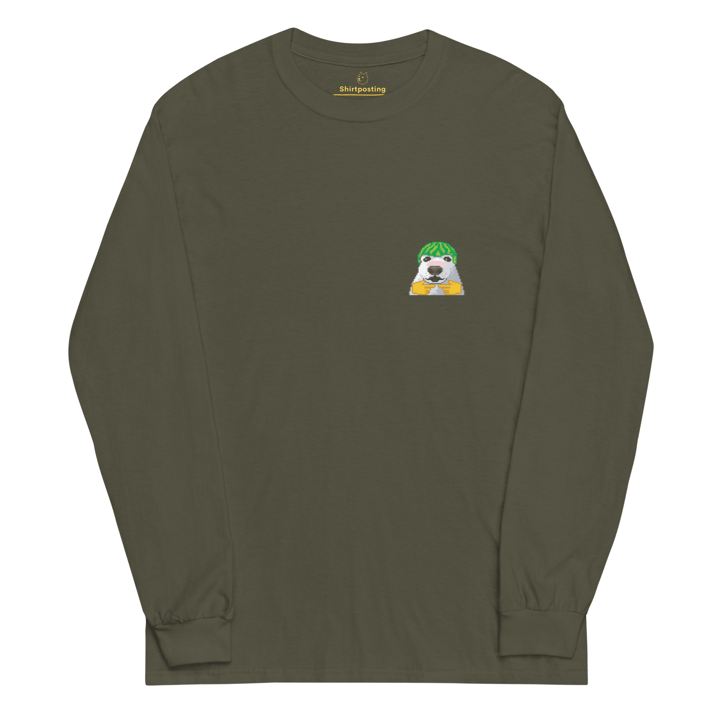 Dog Long Sleeve T-Shirt Meme - Military Green | Shirtposting