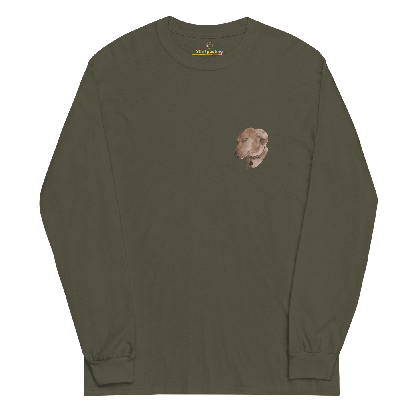 Dog Long Sleeve T-Shirt Meme - Military Green | Shirtposting