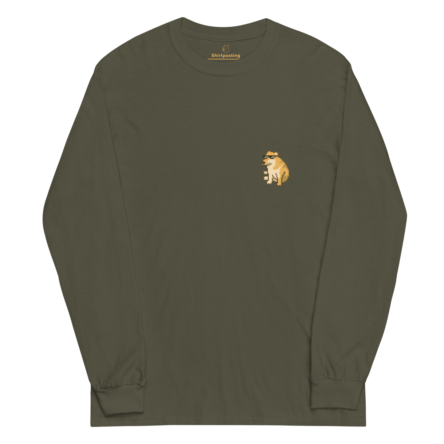 Doge Long Sleeve T-Shirt Meme - Military Green | Shirtposting