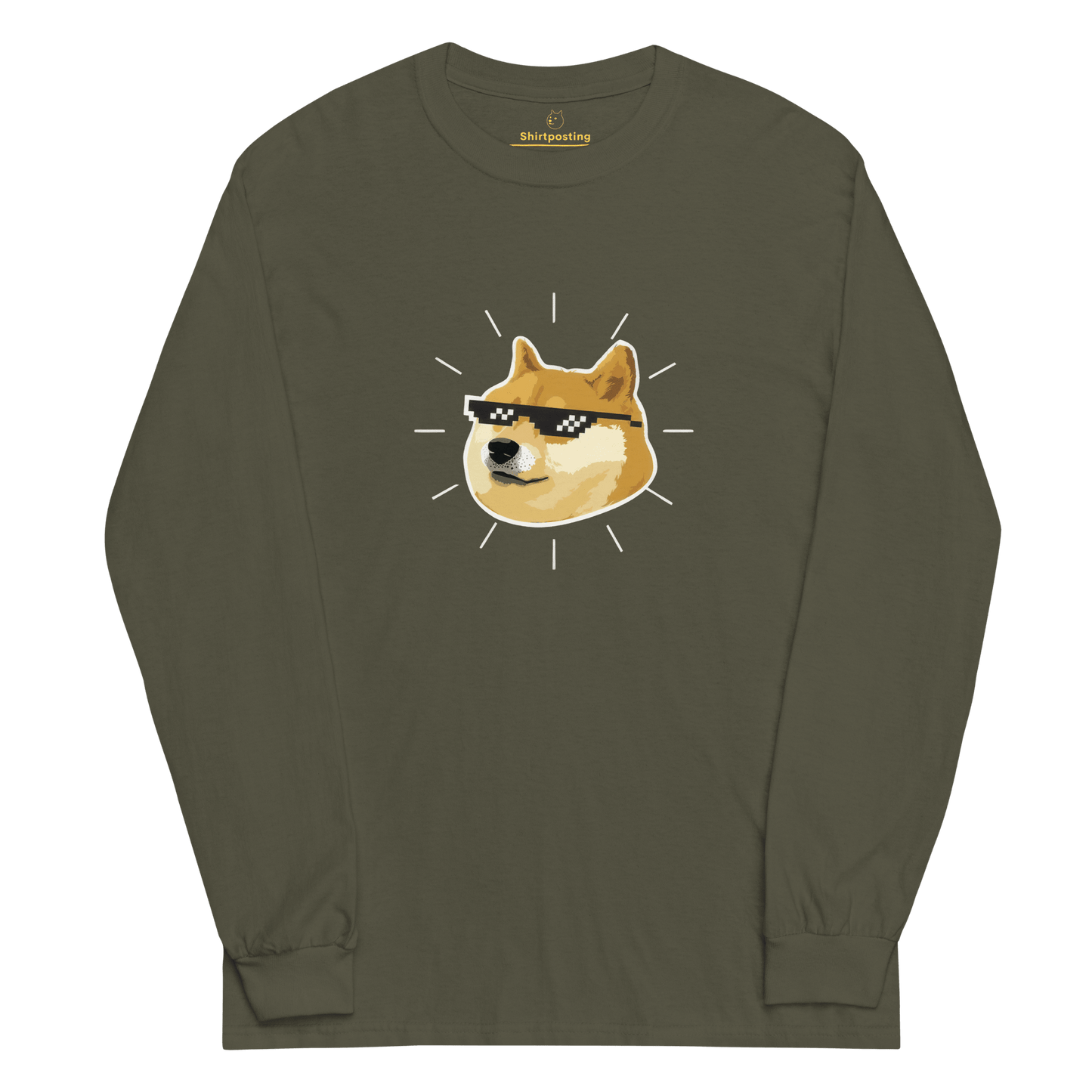 Doge Long Sleeve T-Shirt Meme - Military Green | Shirtposting
