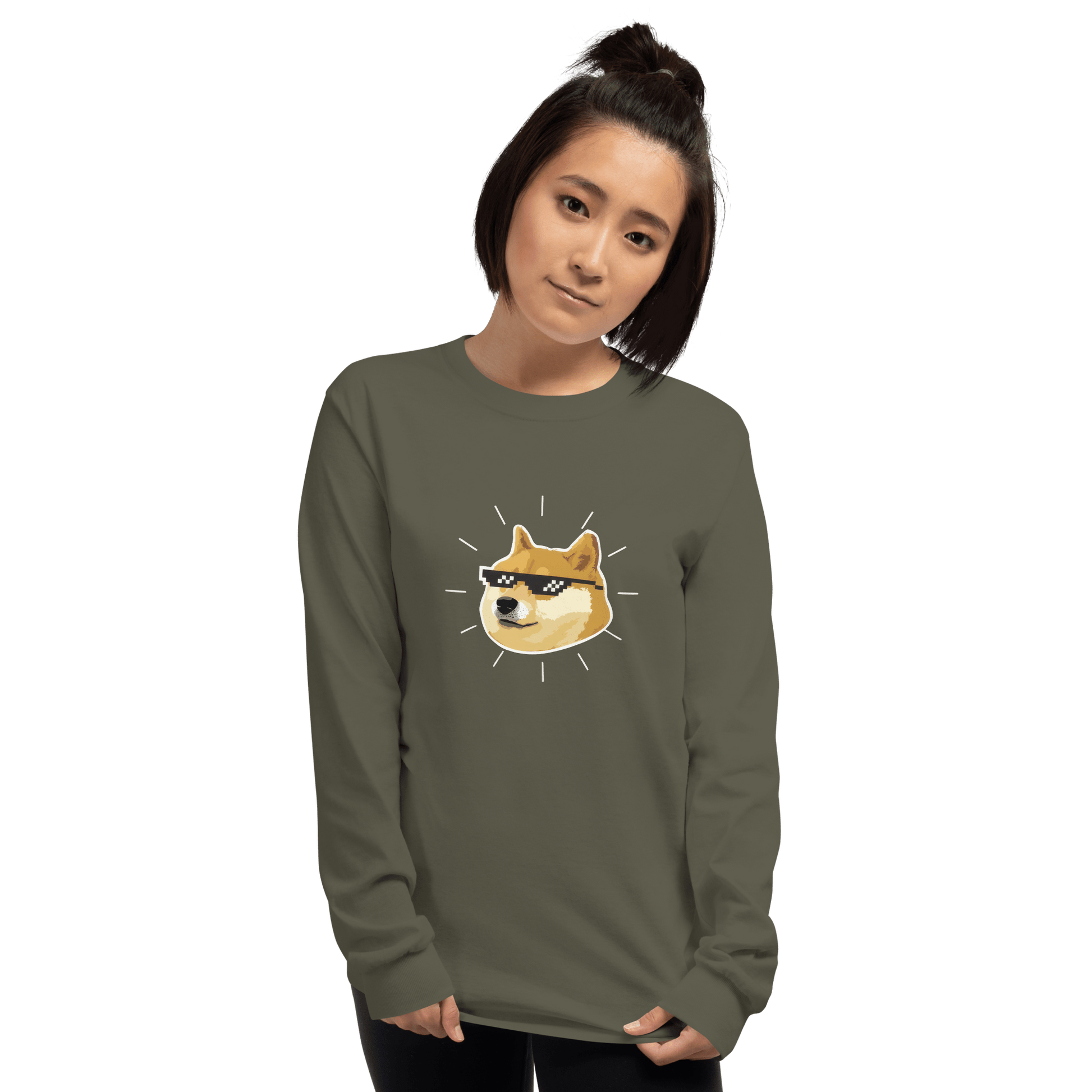 Doge Long Sleeve T-Shirt Meme - Military Green | Shirtposting