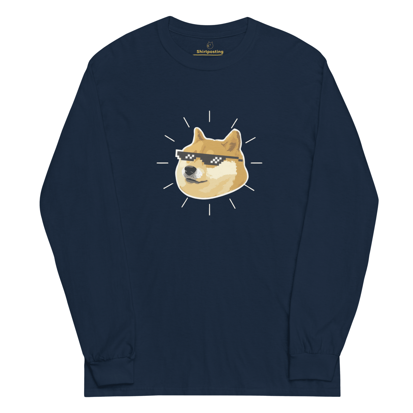 Doge Long Sleeve T-Shirt Meme - Navy | Shirtposting