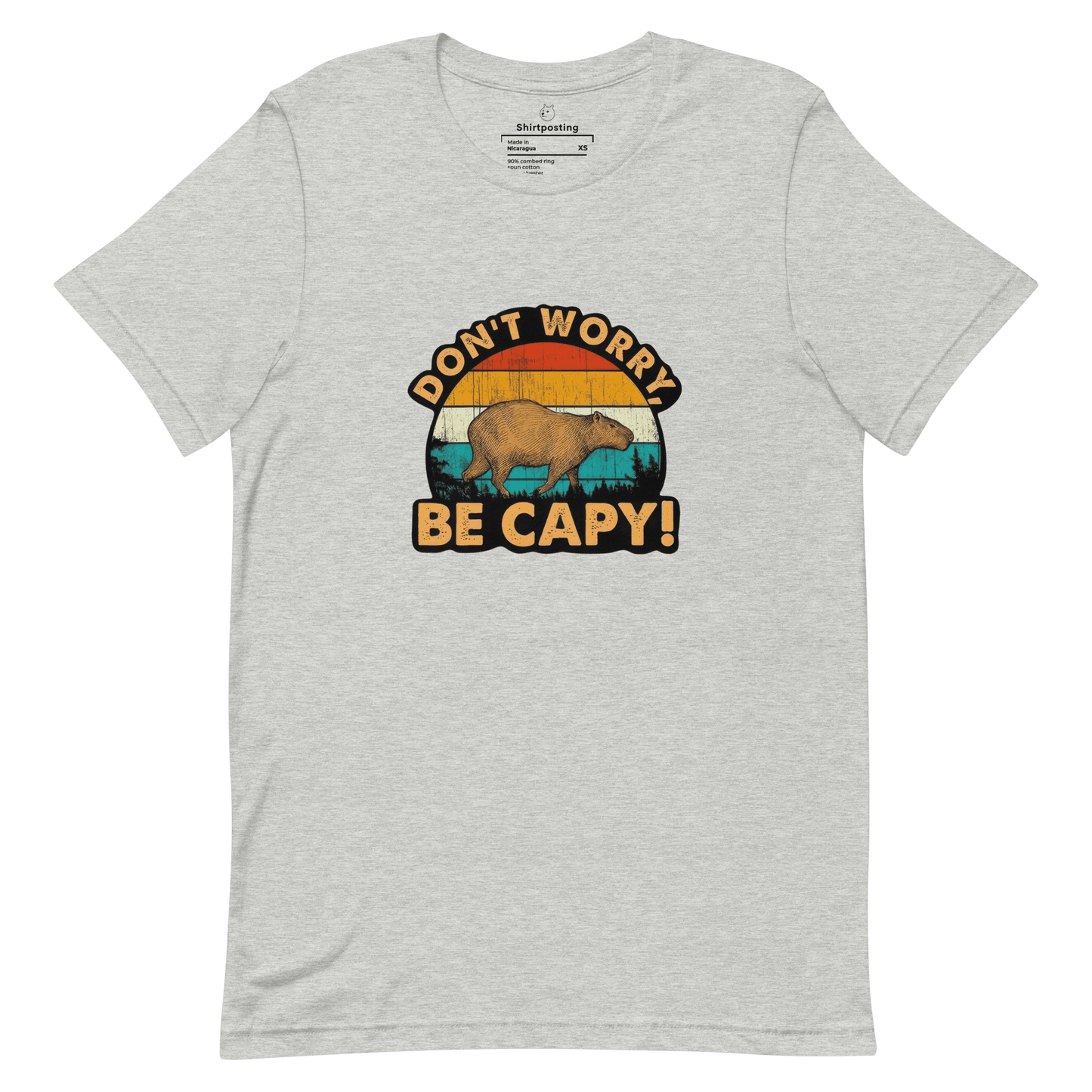 Don't Worry Be Capy Classic T-Shirt Meme - Athletic Heather | Shirtposting