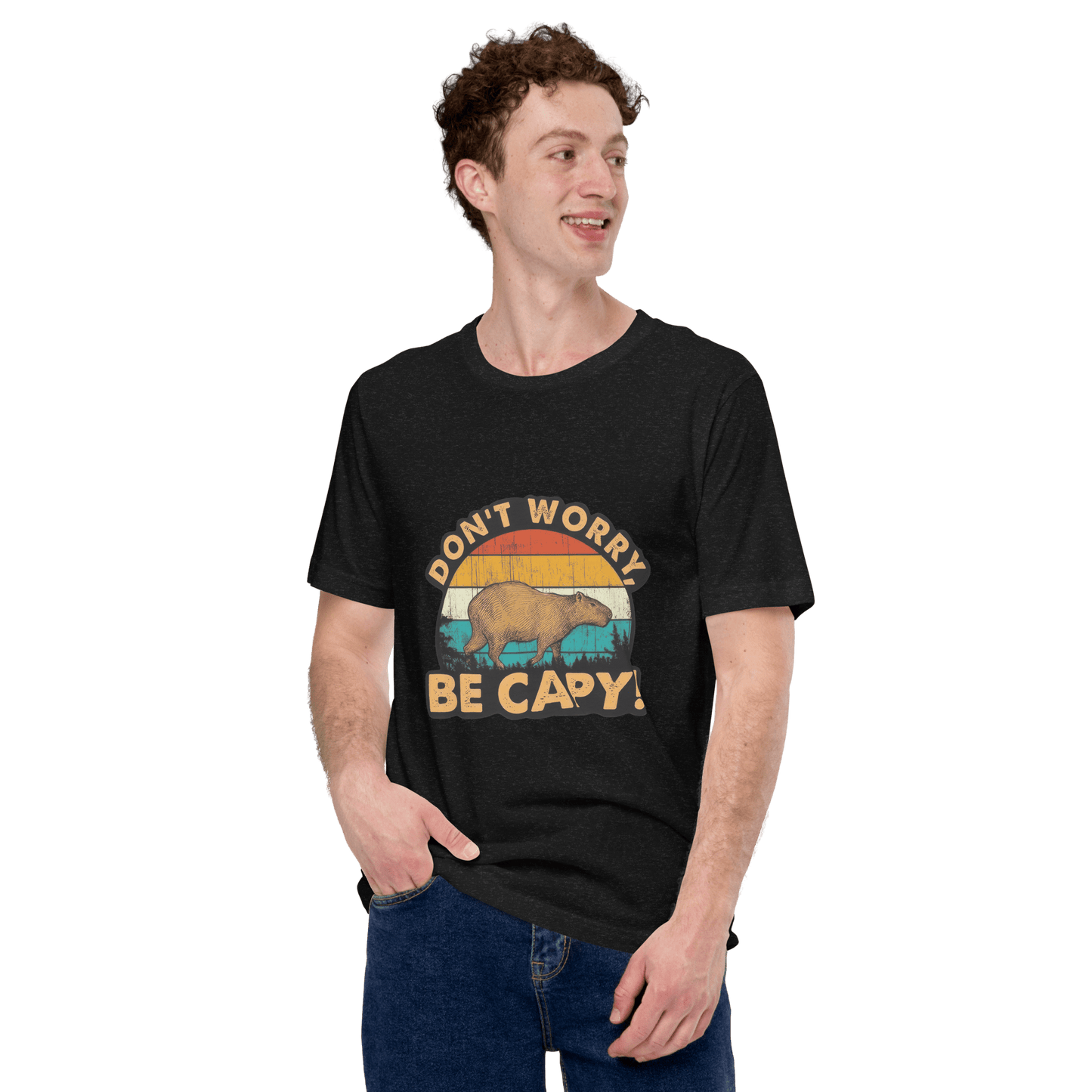 Don't Worry Be Capy Classic T-Shirt Meme - Military Green | Shirtposting