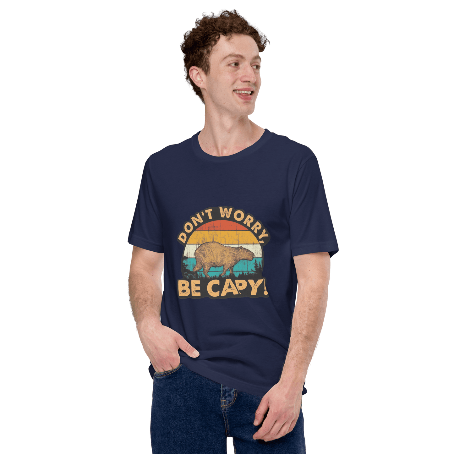 Don't Worry Be Capy Classic T-Shirt Meme - Military Green | Shirtposting