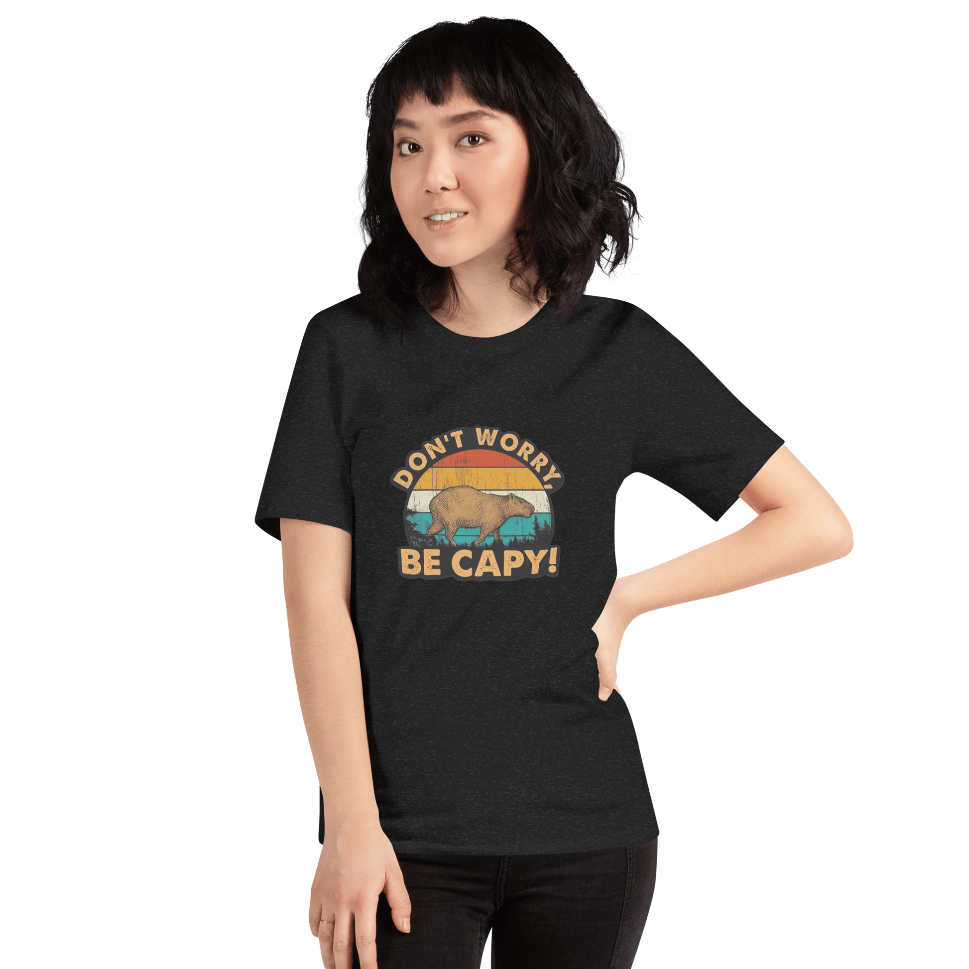Don't Worry Be Capy Classic T-Shirt Meme - Military Green | Shirtposting