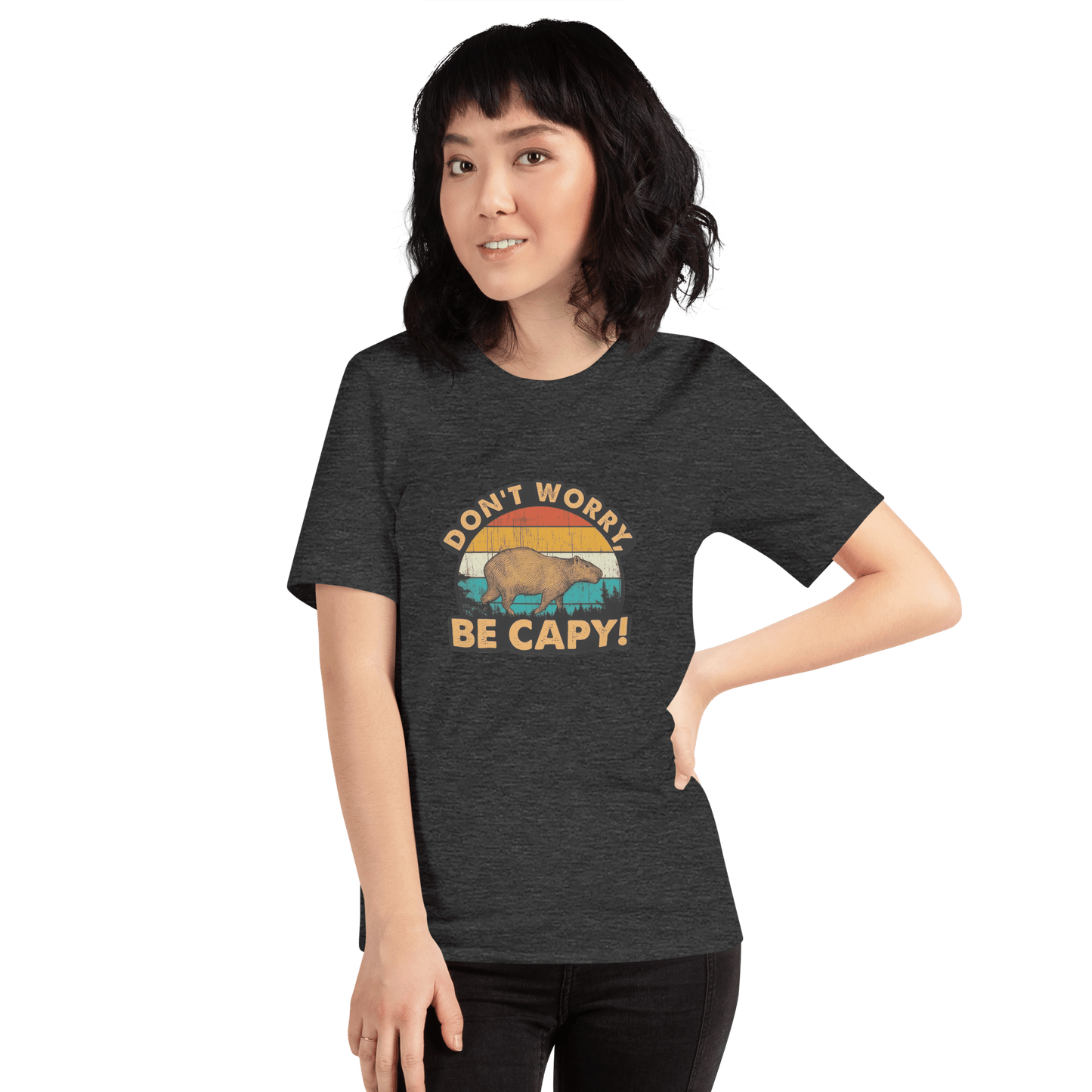 Don't Worry Be Capy Classic T-Shirt Meme - Military Green | Shirtposting