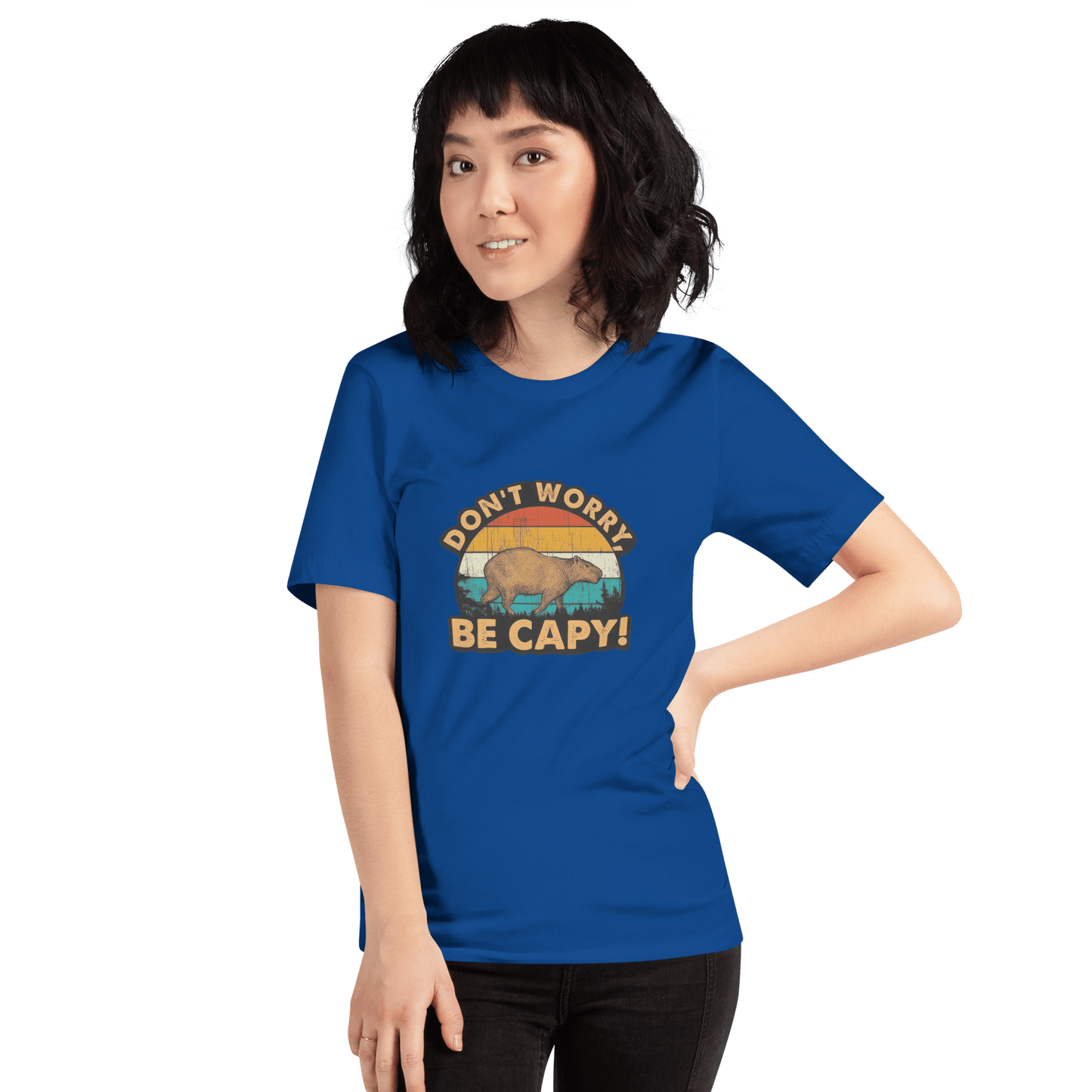Don't Worry Be Capy Classic T-Shirt Meme - Military Green | Shirtposting