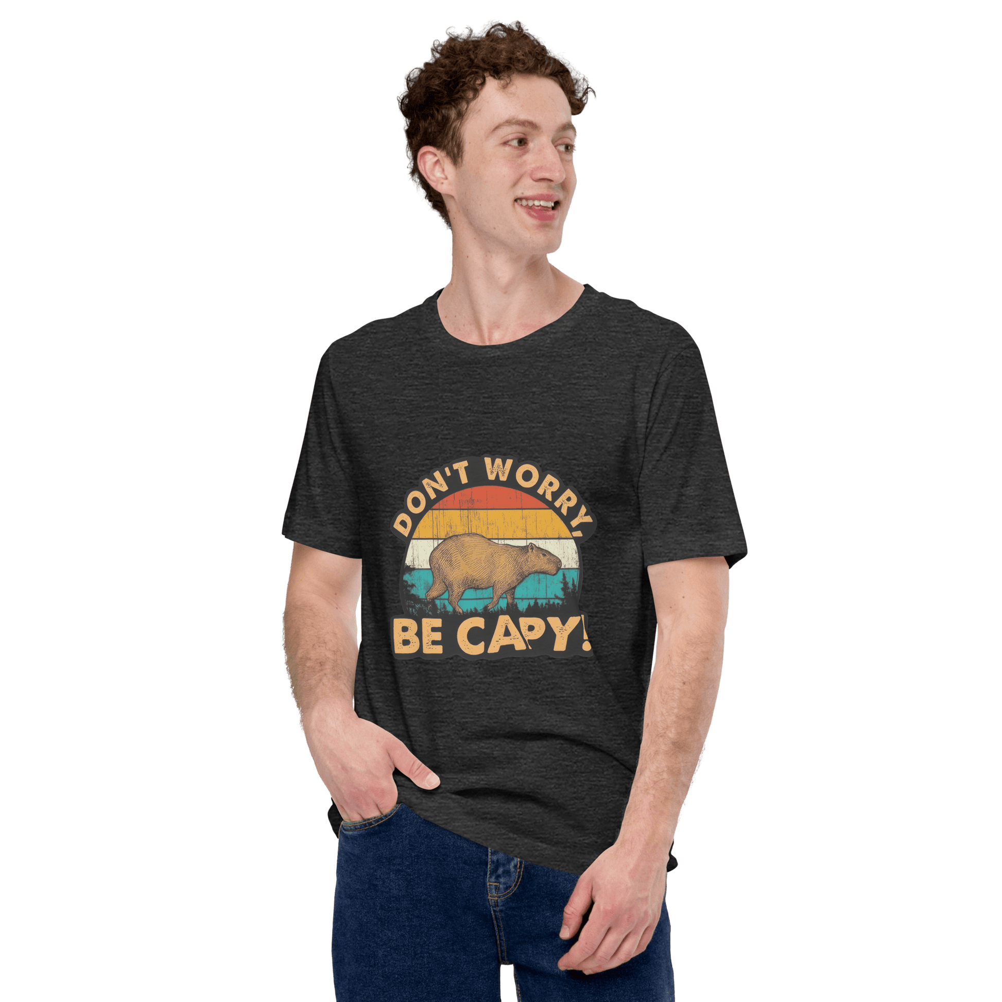 Don't Worry Be Capy Classic T-Shirt Meme - Military Green | Shirtposting