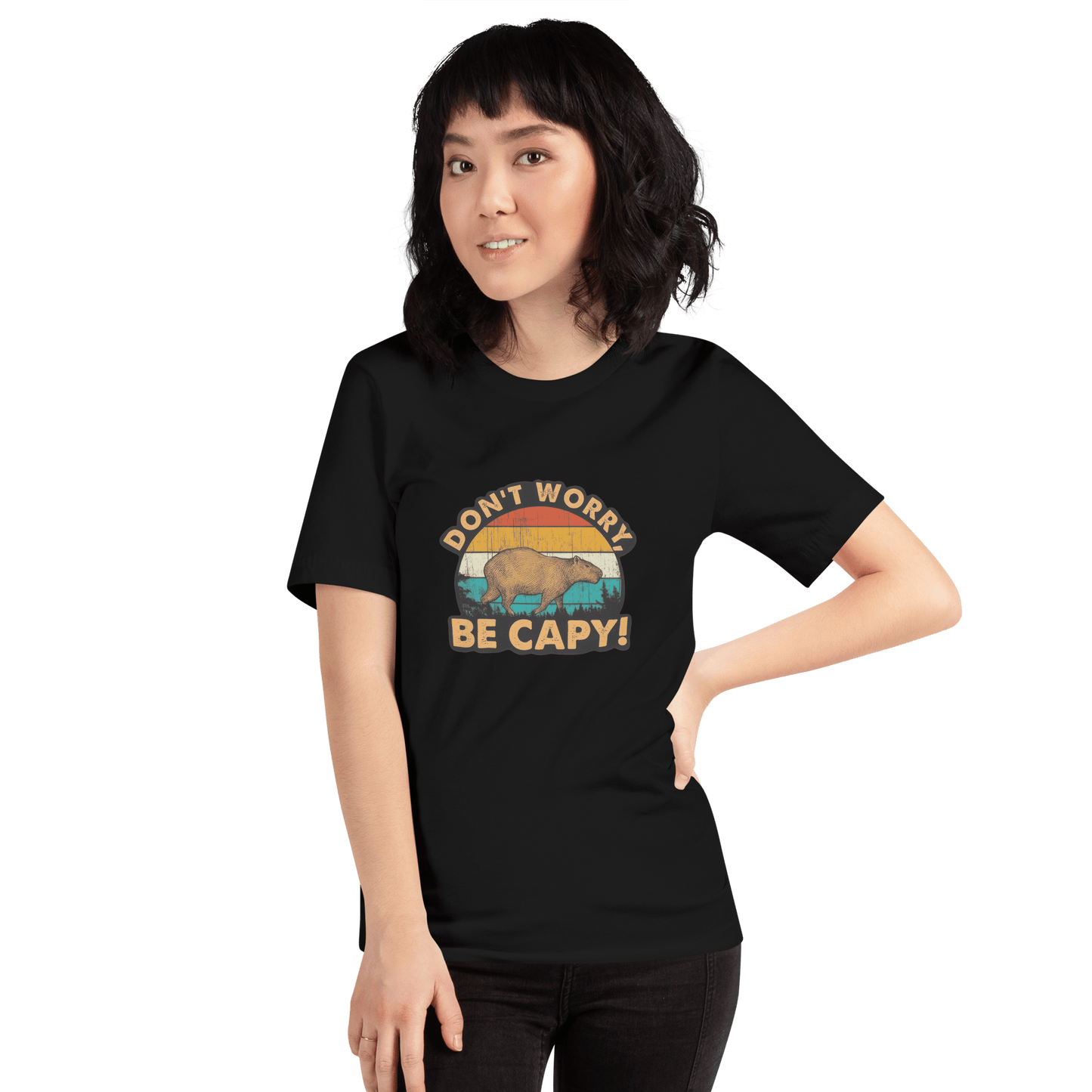 Don't Worry Be Capy Classic T-Shirt Meme - Military Green | Shirtposting