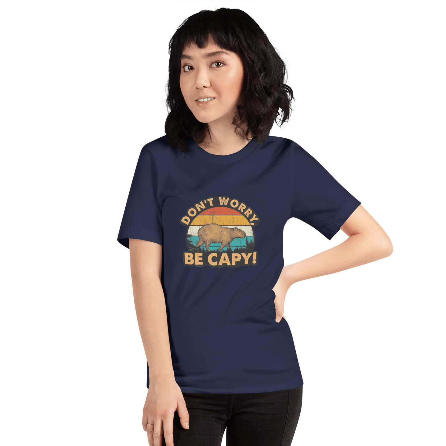 Don't Worry Be Capy Classic T-Shirt Meme - Military Green | Shirtposting