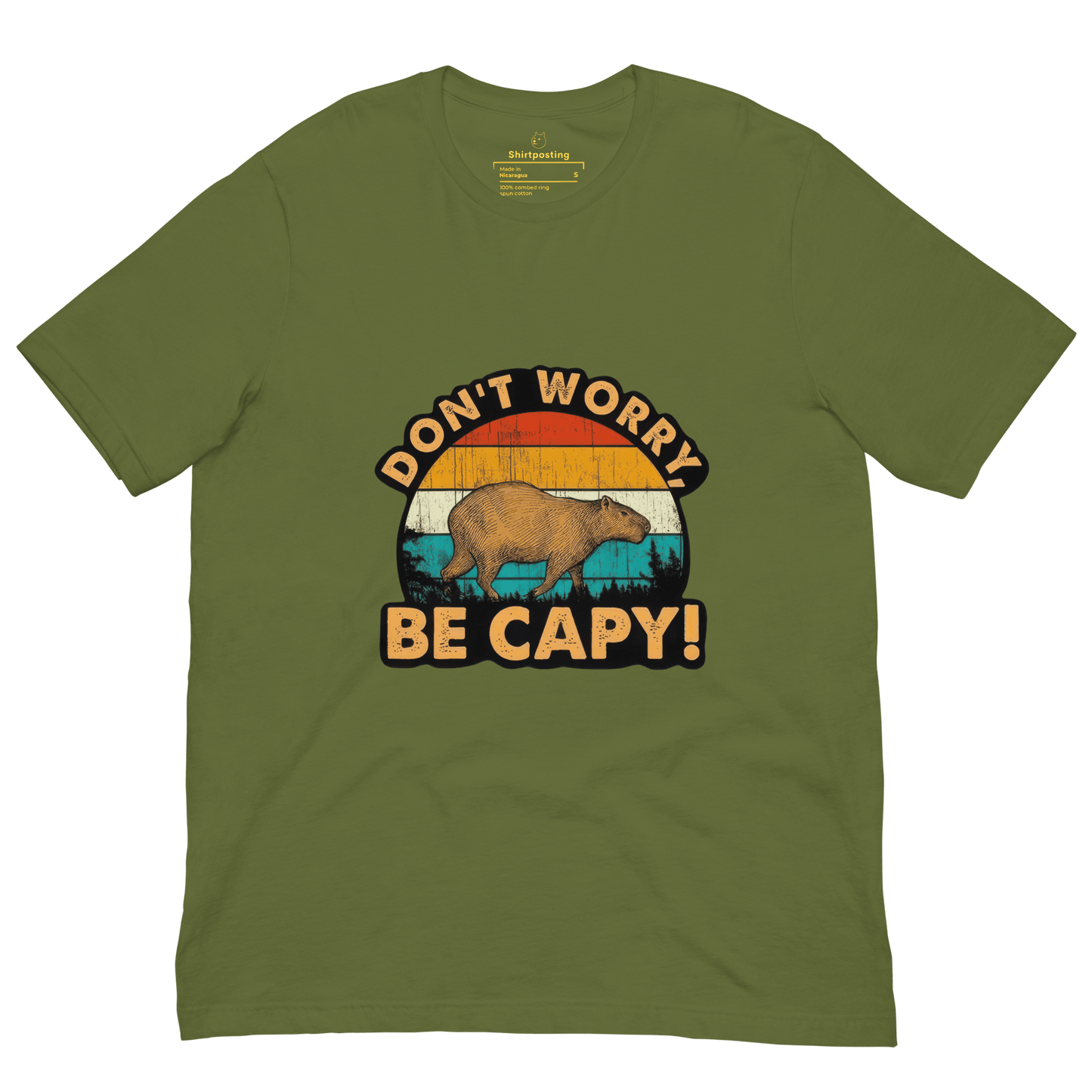 Don't Worry Be Capy Classic T-Shirt Meme - Navy | Shirtposting