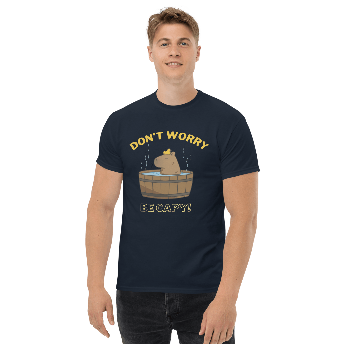 Don't Worry Be Capy Classic T-Shirt Meme - Royal | Shirtposting
