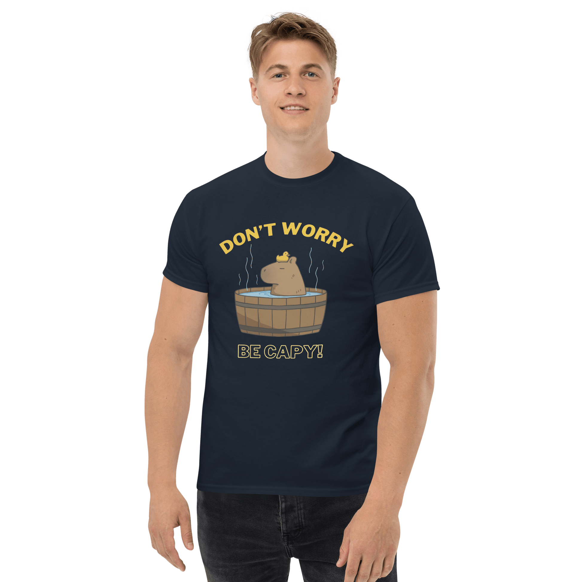 Don't Worry Be Capy Classic T-Shirt Meme - Royal | Shirtposting