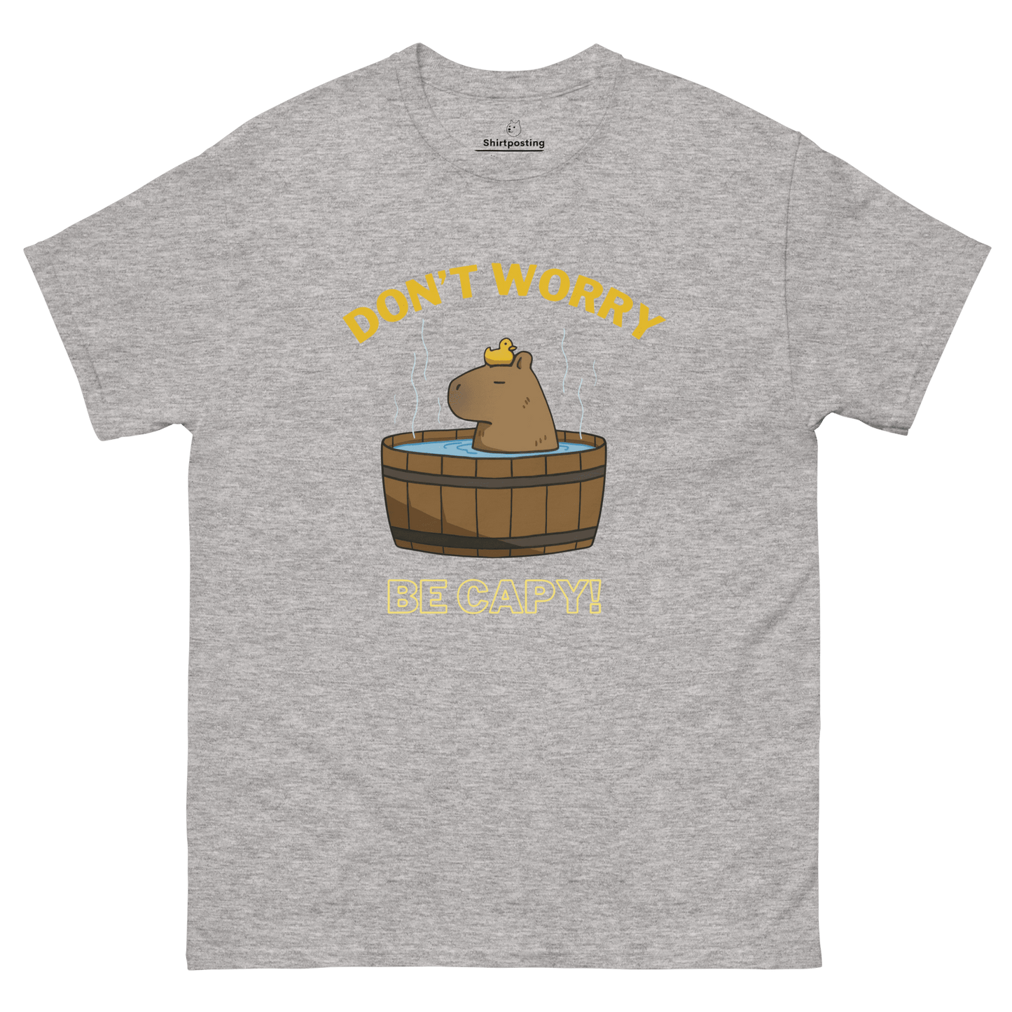 Don't Worry Be Capy Classic T-Shirt Meme - Sport Grey | Shirtposting