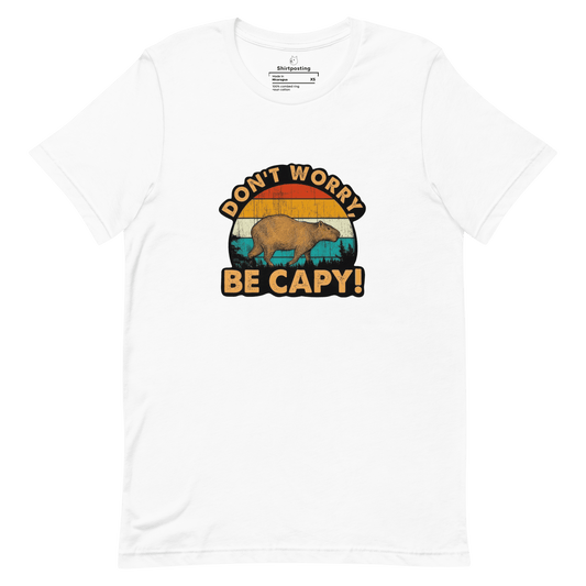 Don't Worry Be Capy Classic T-Shirt Meme - White | Shirtposting