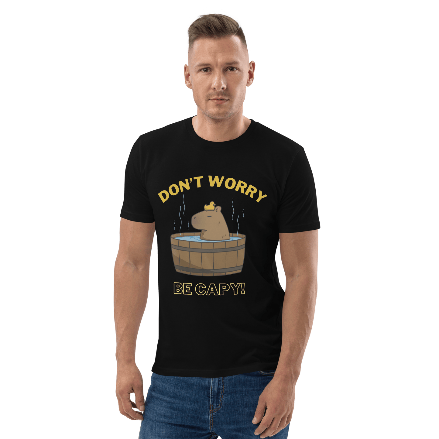 Don't Worry Be Capy Premium Organic T-Shirt Meme - Cotton Pink | Shirtposting
