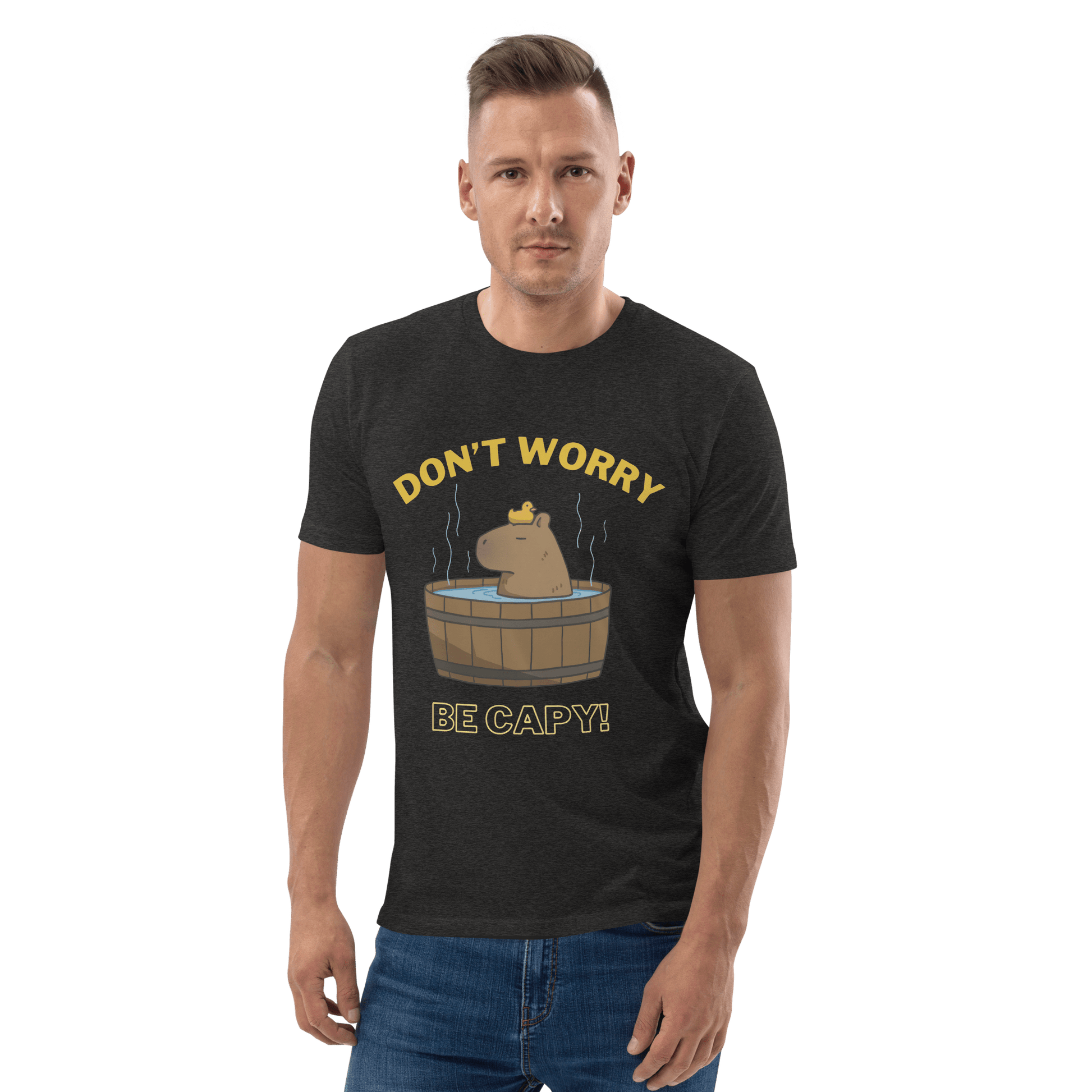 Don't Worry Be Capy Premium Organic T-Shirt Meme - Cotton Pink | Shirtposting