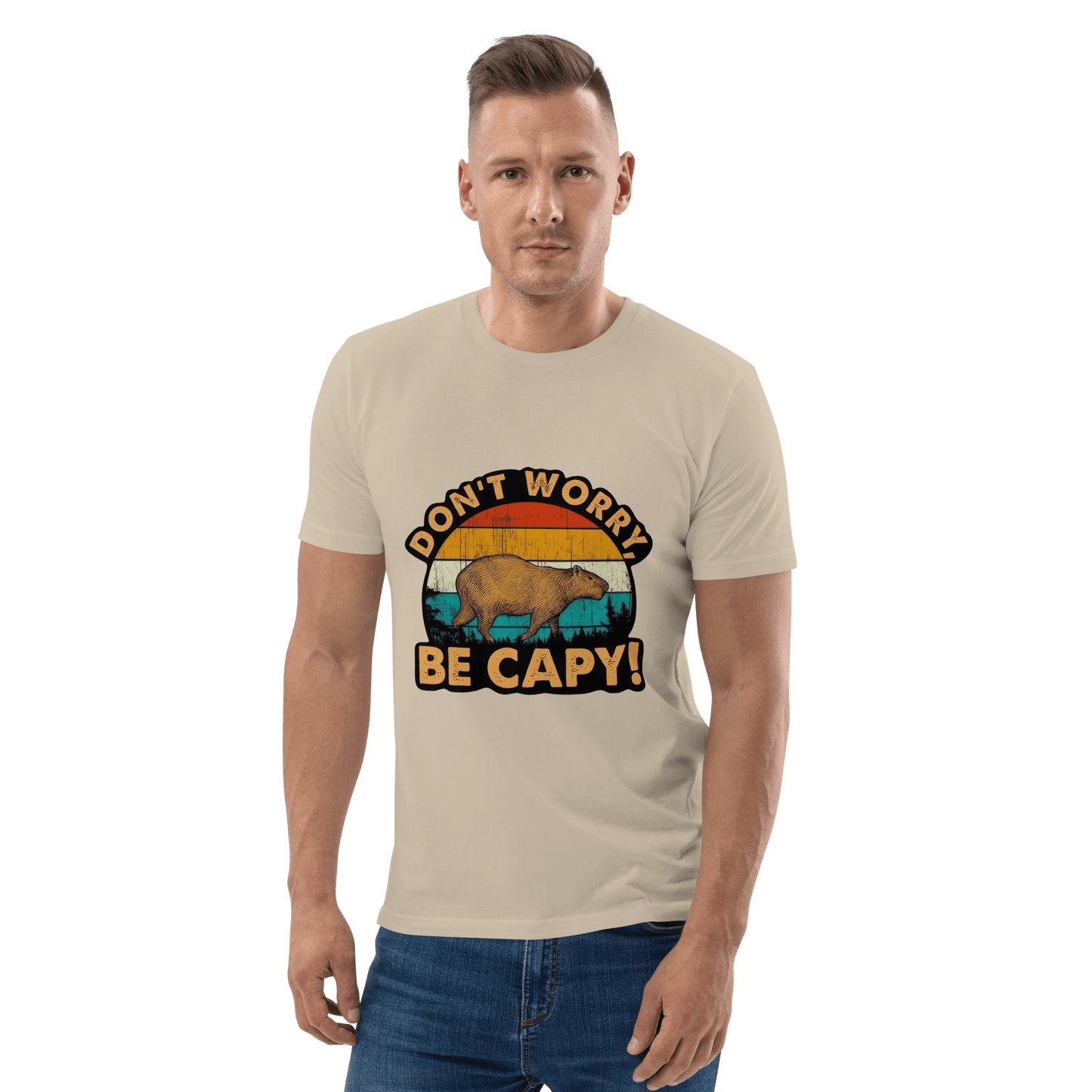 Don't Worry Be Capy Premium Organic T-Shirt Meme - Dark Heather Grey | Shirtposting