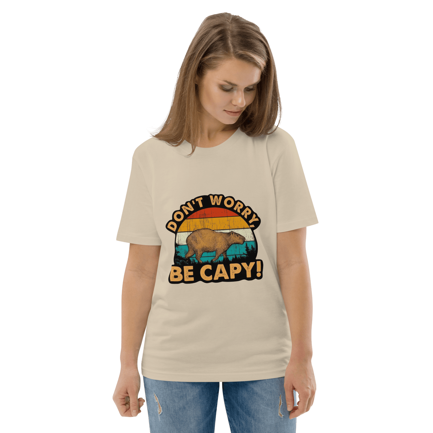 Don't Worry Be Capy Premium Organic T-Shirt Meme - Dark Heather Grey | Shirtposting