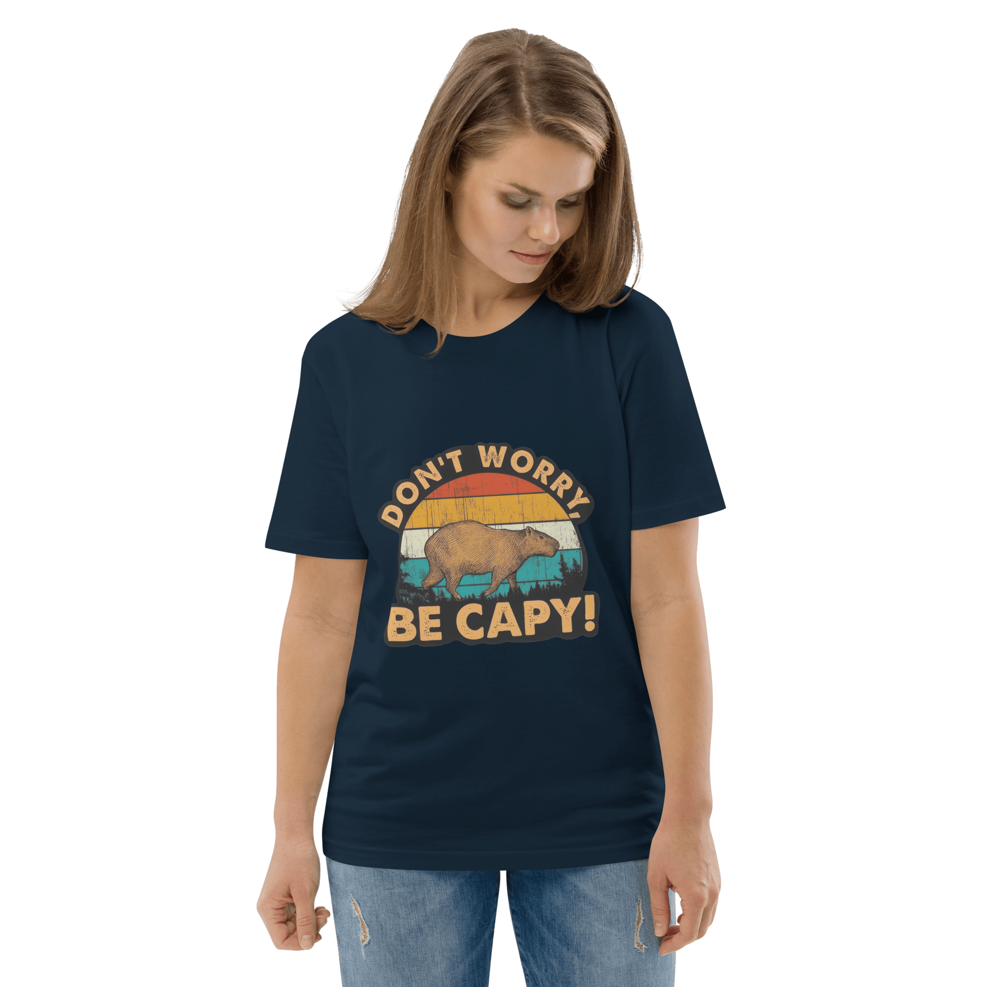 Don't Worry Be Capy Premium Organic T-Shirt Meme - Dark Heather Grey | Shirtposting