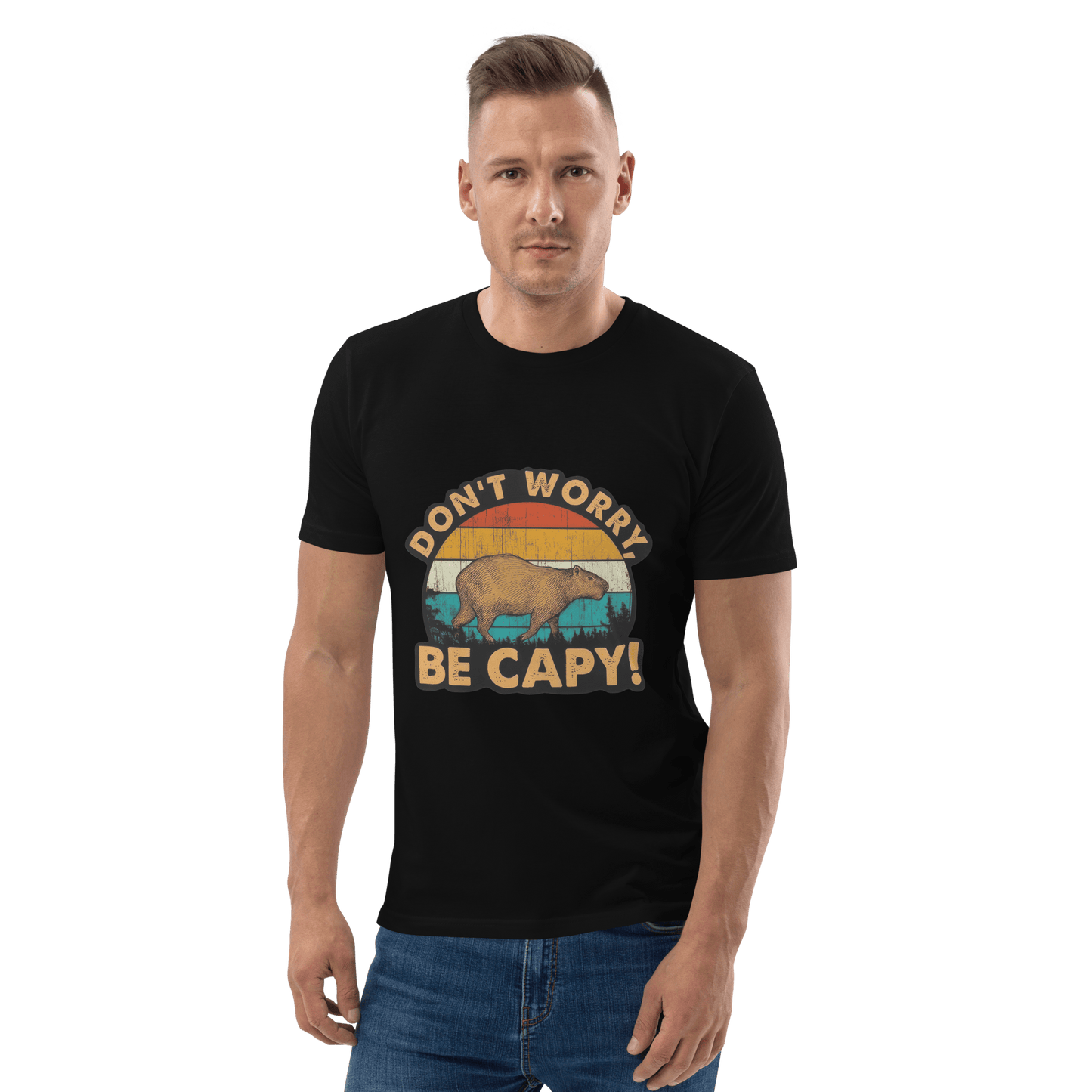 Don't Worry Be Capy Premium Organic T-Shirt Meme - Dark Heather Grey | Shirtposting